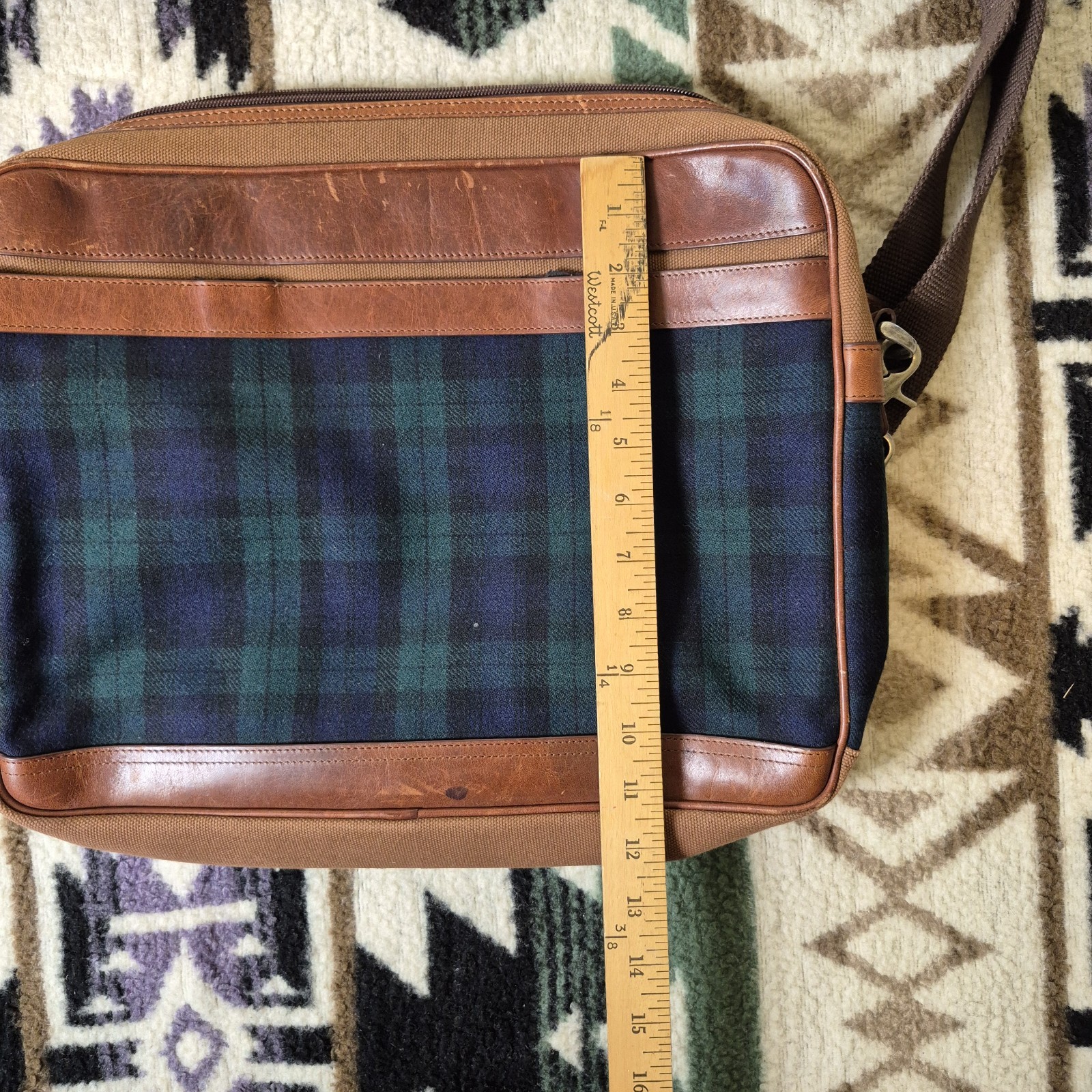 Vintage Pendleton Leather Laptop Bag Briefcase Plaid