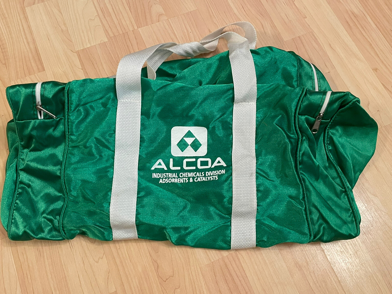 VTG Alcoa advertising duffle gym bag satin
