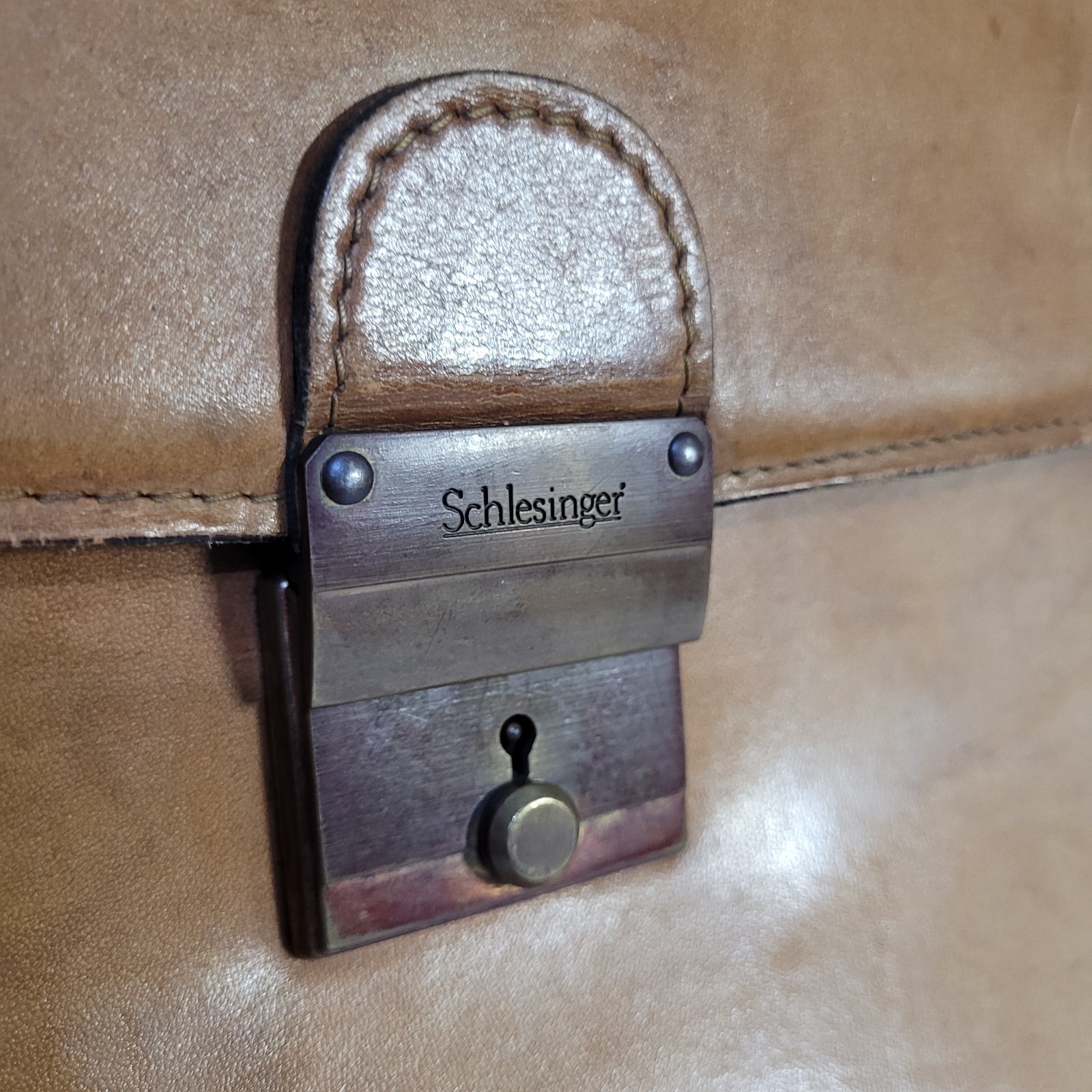 Schlesinger Brown Saddle Leather Briefcase Attaché