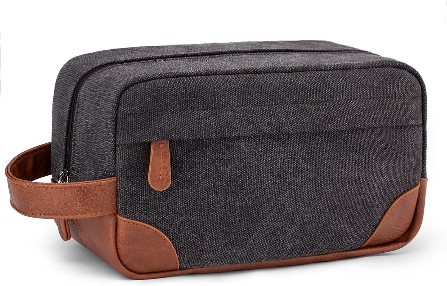 Water Resistant leather Canvas Shaving Bag Hanging Dopp Kit Toiletry Bag – Grey