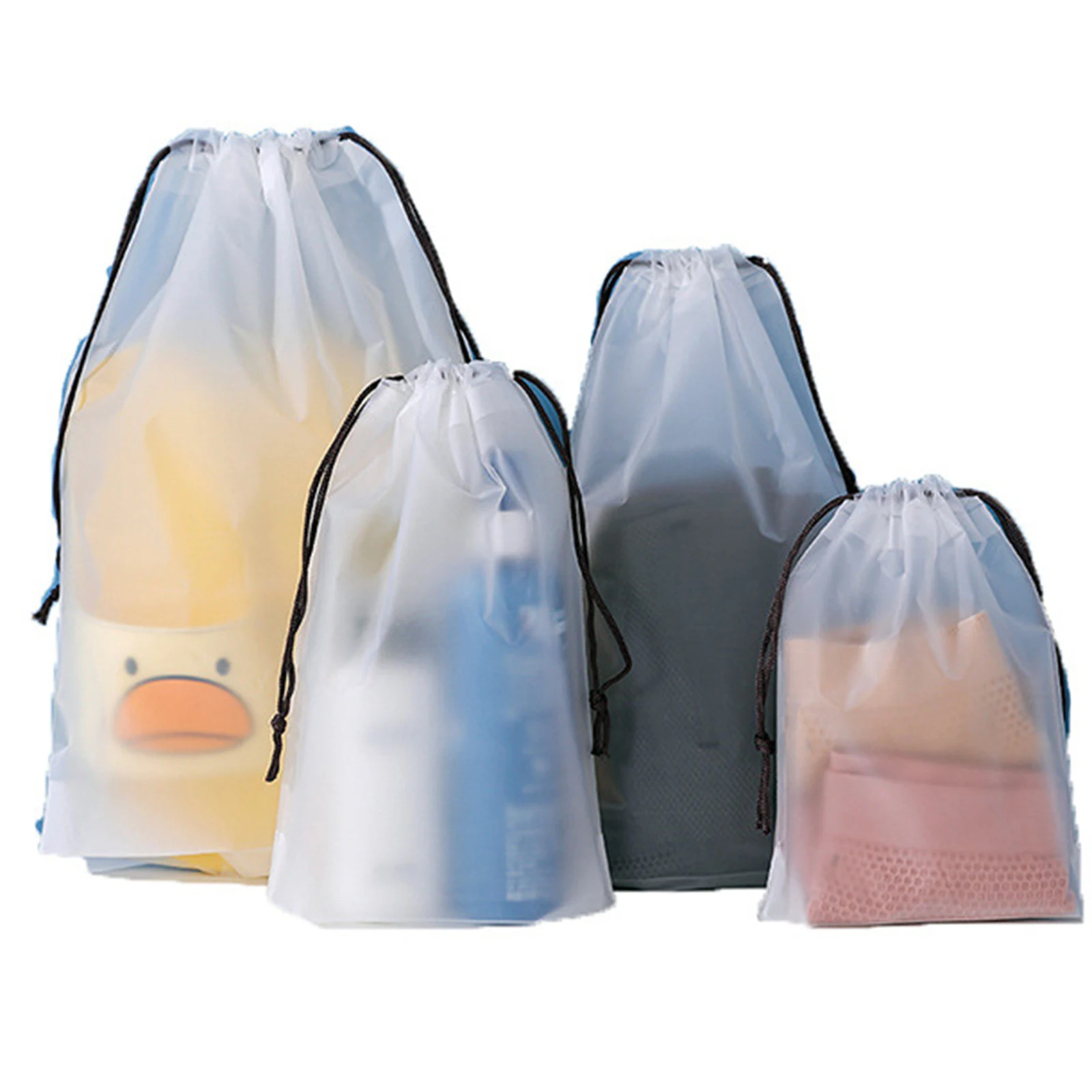 Matte Drawstring Storage Bag Sport Storage PE Folding Clothes Shoes Dustproof Ba
