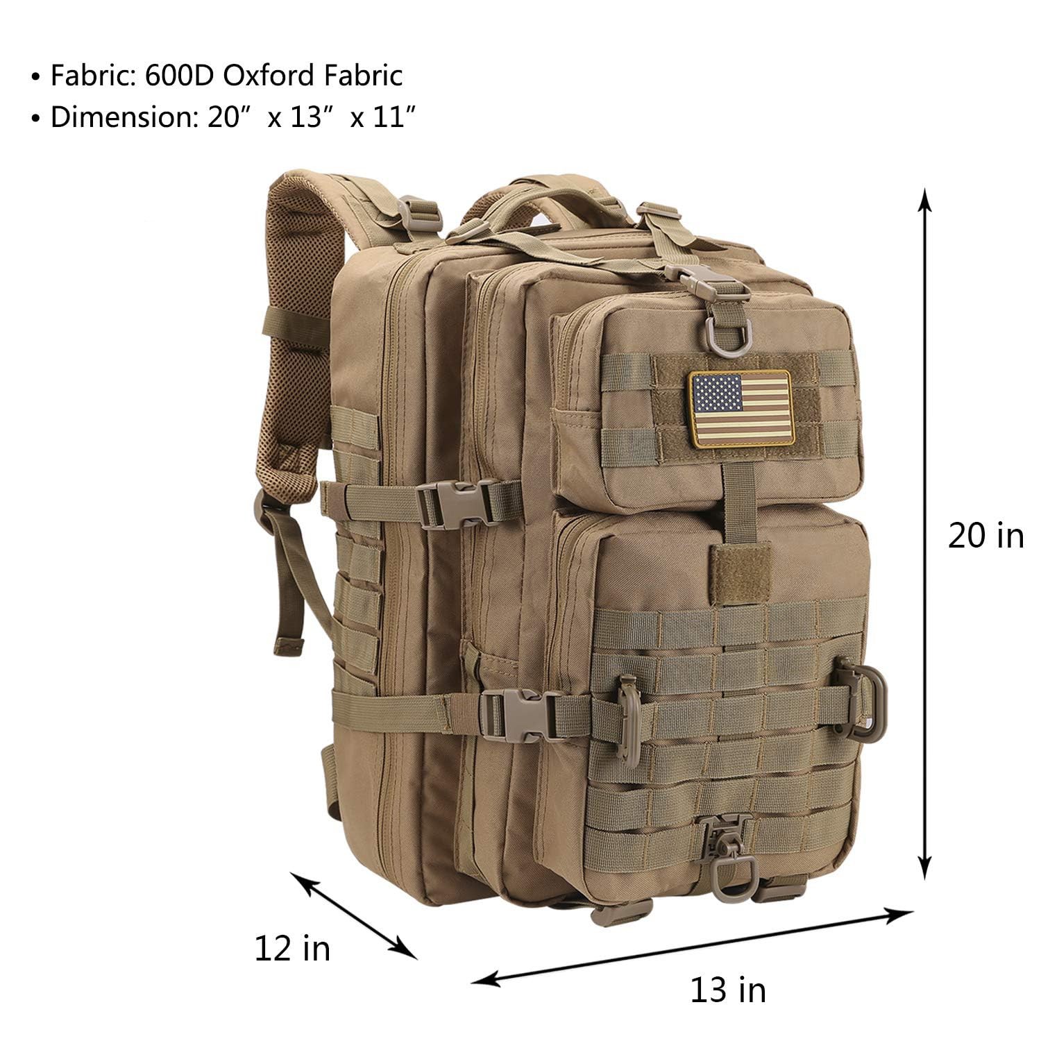 Hannibal Tactical MOLLE Assault Pack, Tactical Backpack Military Army Camping…