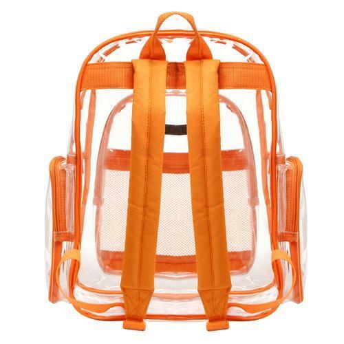 Clear Backpack Transparent See Thru School Security Heavy Duty Bookbag, Orange