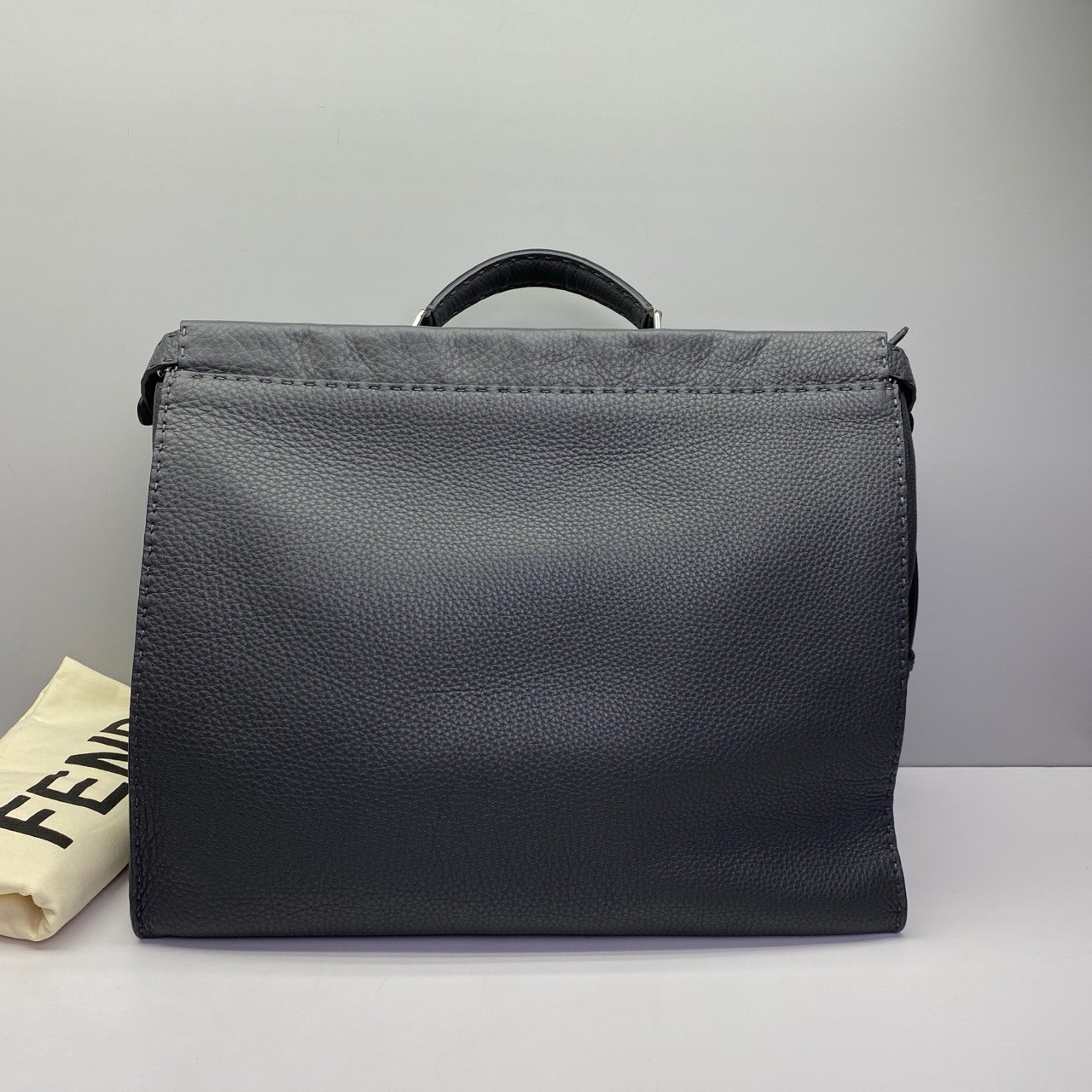 Fendi Pre-Owned Authentic Peekaboo Briefcase Crossbody Grey Blue 42x35x18cm
