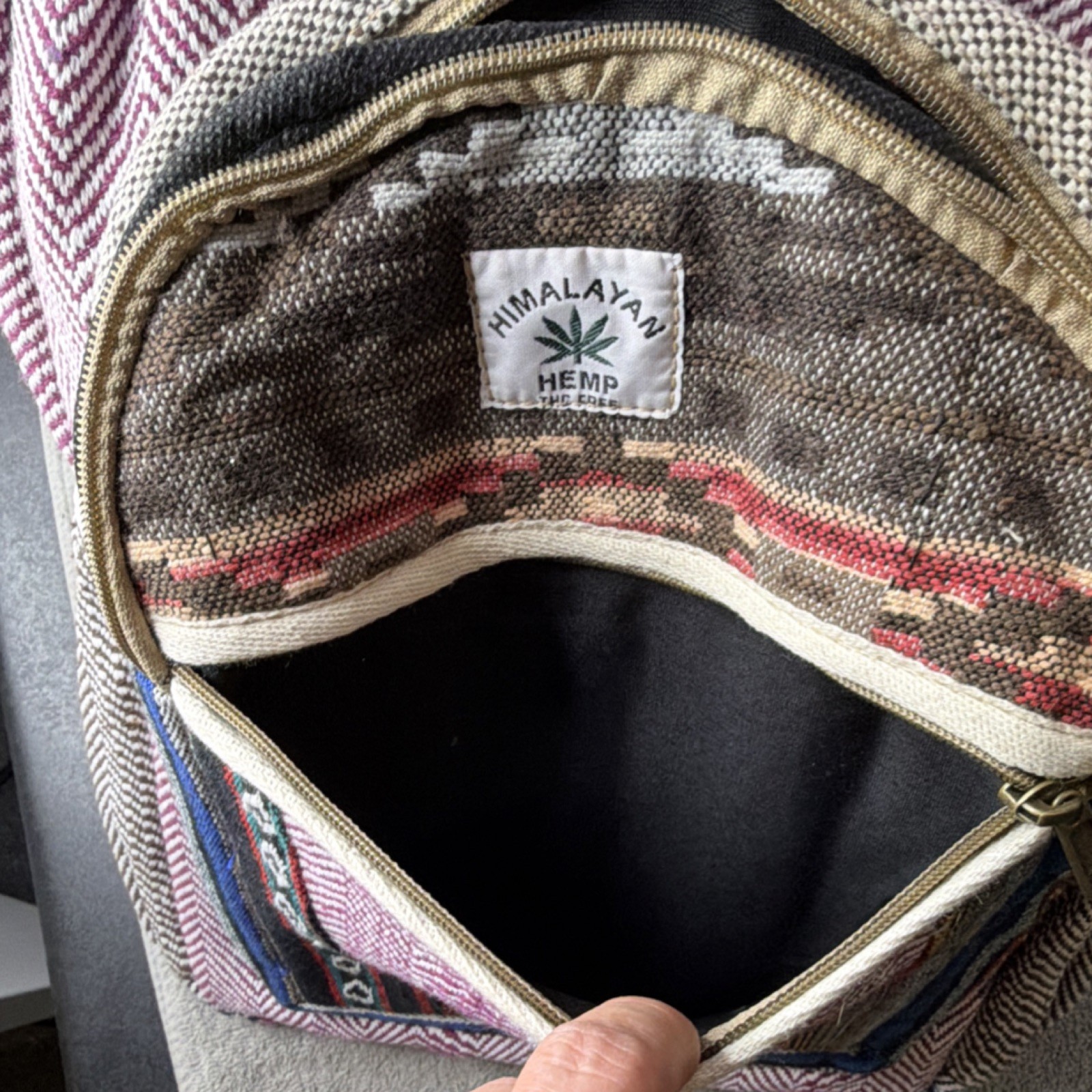 Himalayan Hemp Multicolor Chevron Zip Backpack for Men