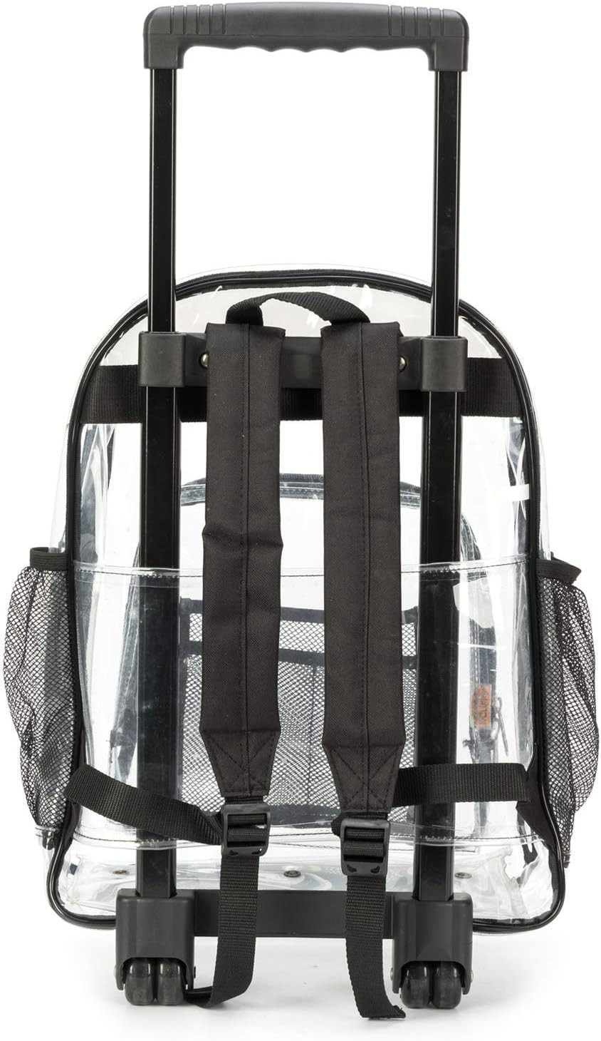 Rolling Clear Backpack Heavy Duty Bookbag Quality See through Workbag Travel Day