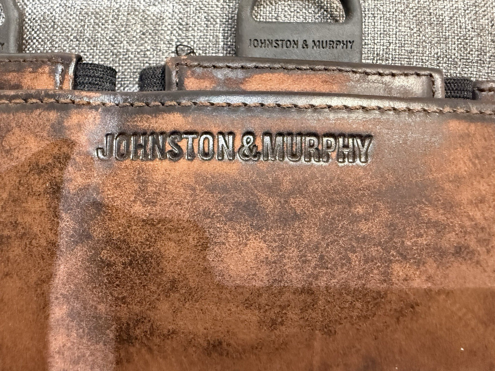Johnston & Murphy Men’s Brown Briefcase/Document Case Zip Top Handle Pockets