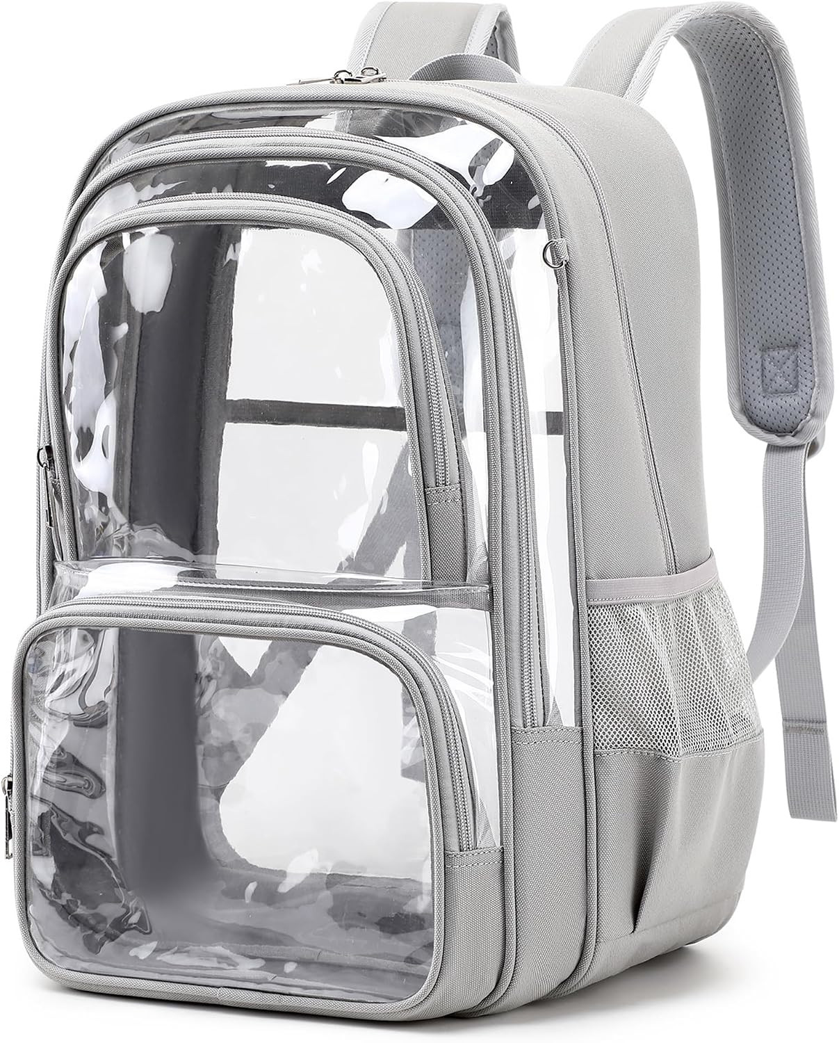 Large Clear Backpack with Multiple Compartments, Heavy-Duty Transparent Bookbag