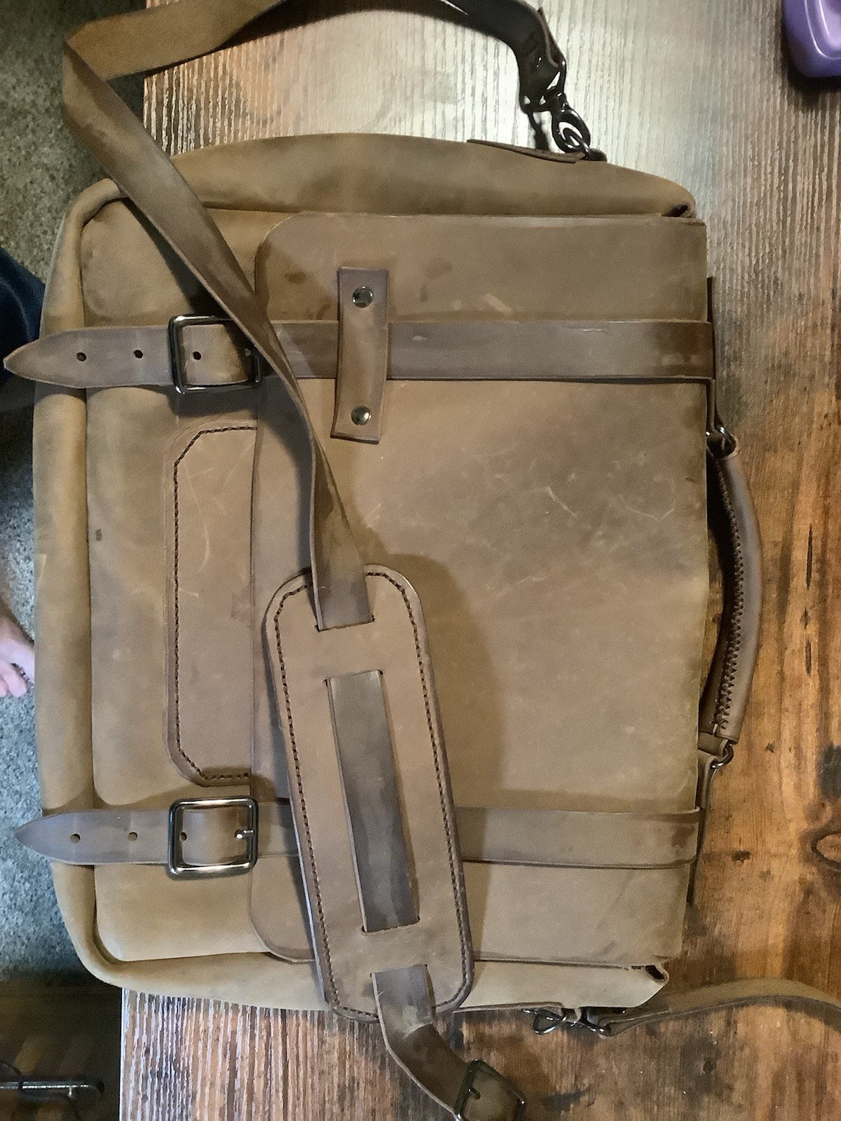Brown Large Messenger Bag Shoulder Strap Buckle Closure Adjustable Strap