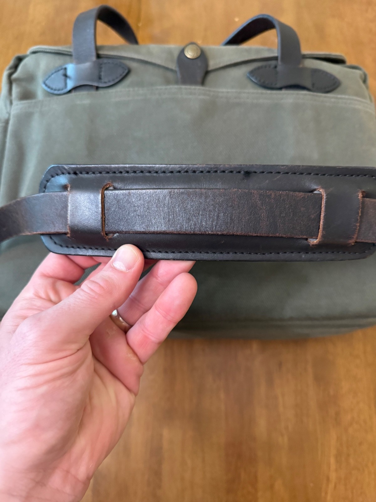Filson 257 Large Computer Briefcase EXCELLENT COND Otter Green Rugged Twill USA