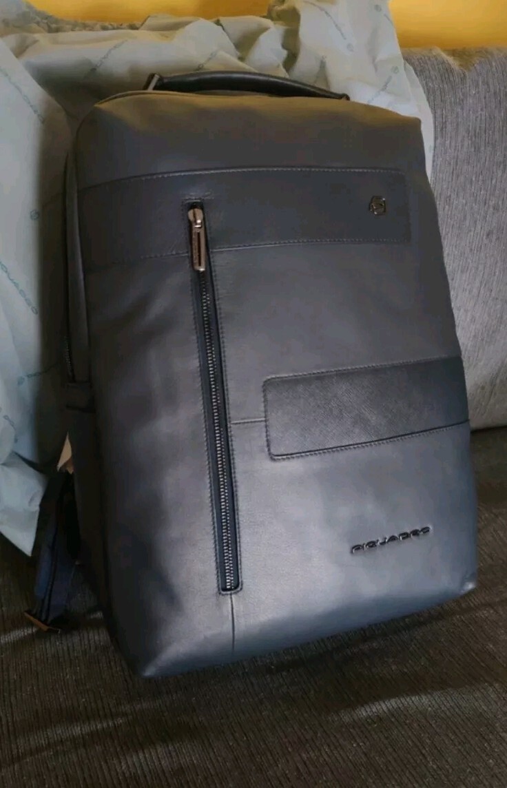 Piquadro Blue Square Large Leather Backpack – Night Blue, 45x25x15 Genuine Leather