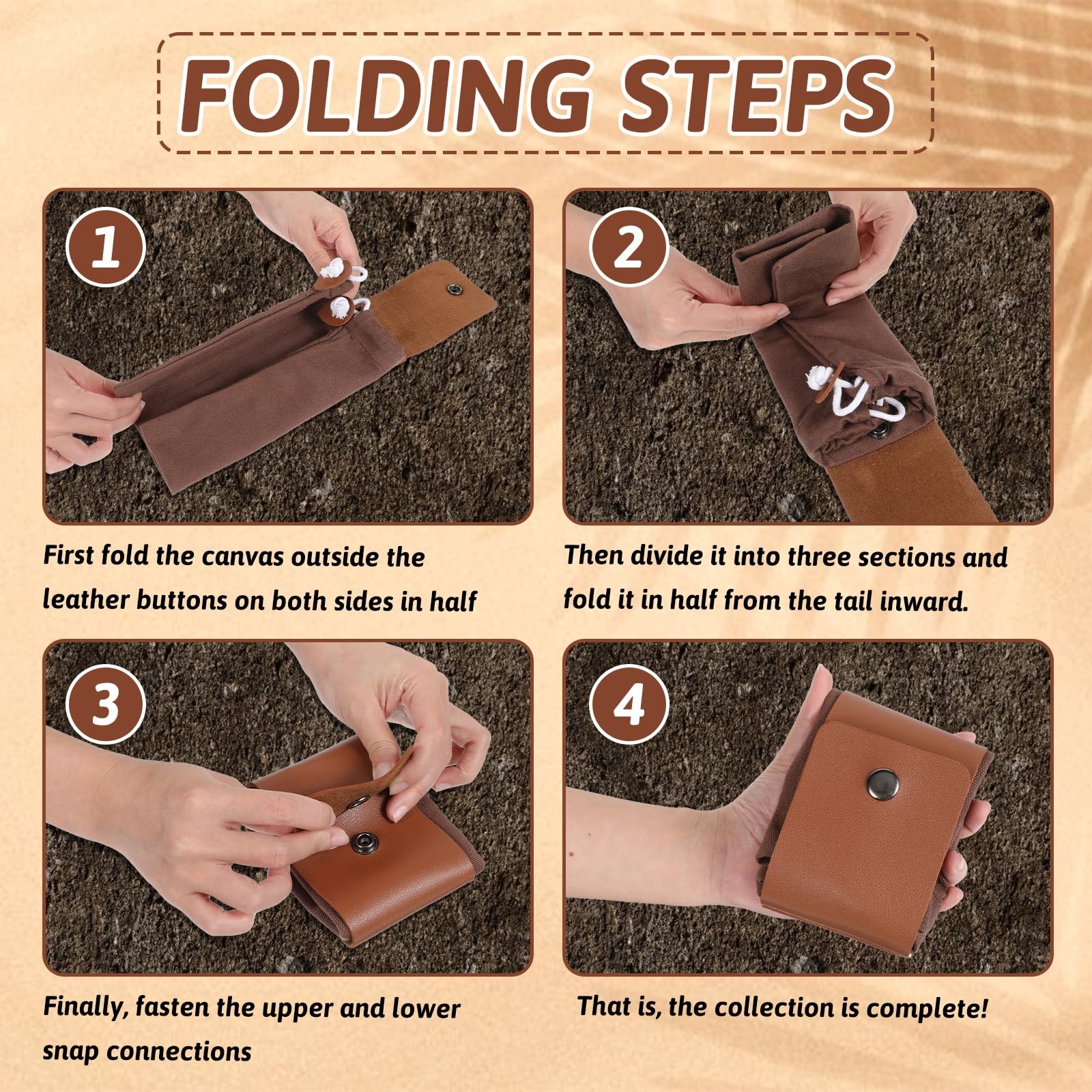 Foraging Pouch Leather Canvas Collapsible Bag Water Resistant Outdoor Camping US
