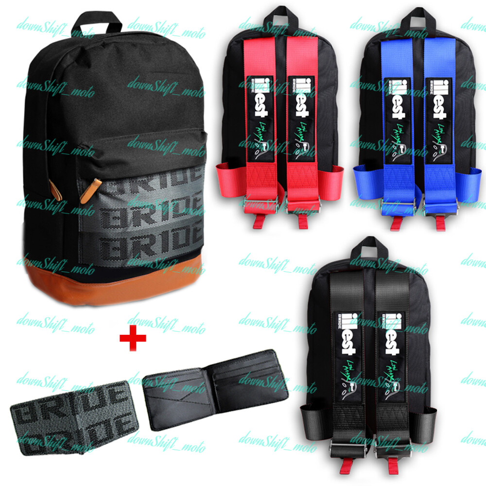 ILLEST Harness Adjustable Shoulder Strap JDM Bride Racing Backpack+Racing Wallet