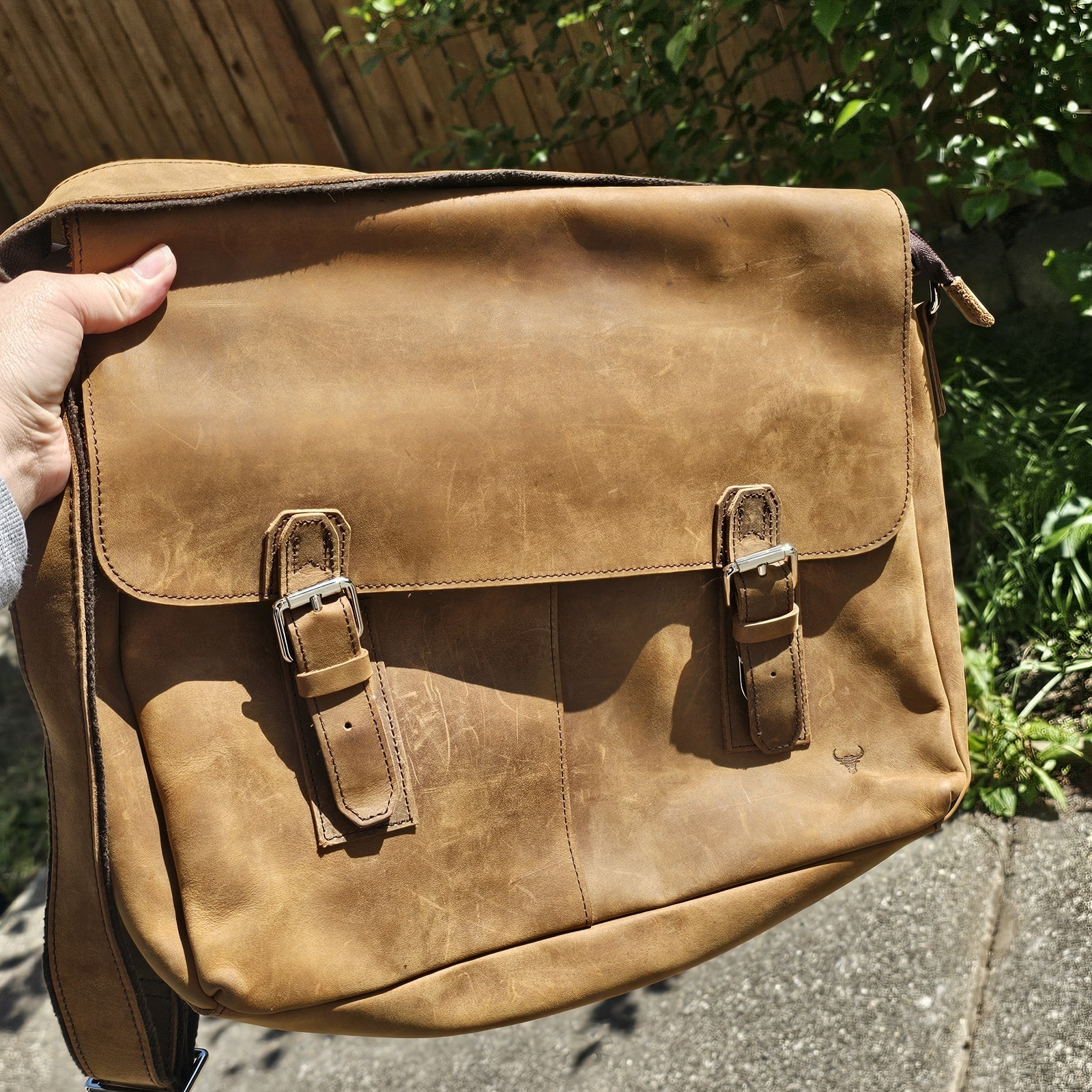 Handmade Genuine Full-Grain Cow Leather Messager Bag Briefcase James Leather 16″