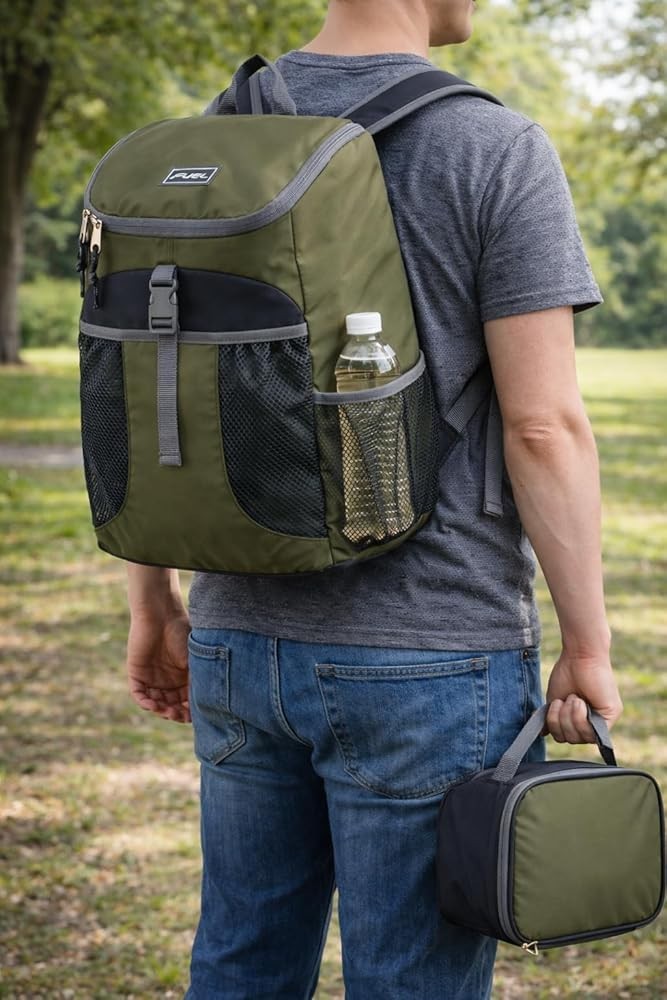 Fuel Top Loader 2 Piece Backpack & Lunch Bag Set, Water Resistant Army Green:…