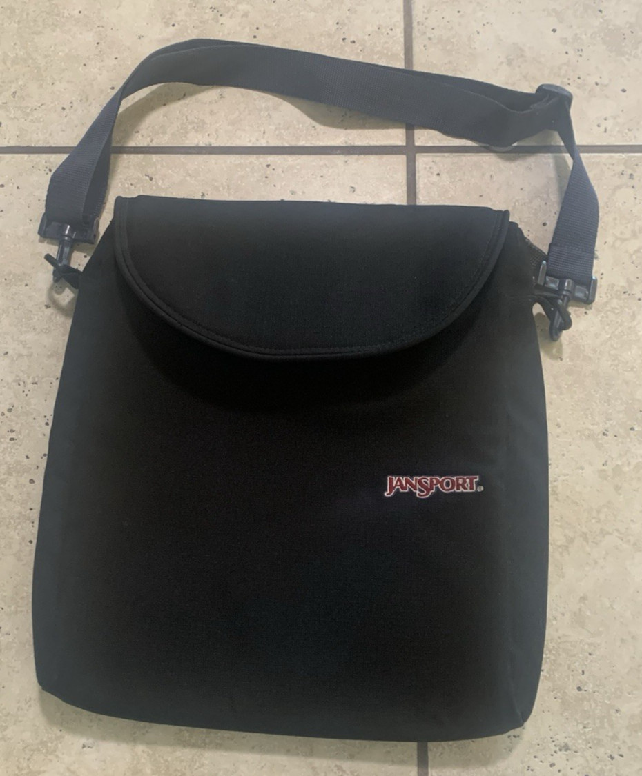 Jansport Black Crossbody Bag Computer Laptop Case Shoulder Strap 15 in x 14 in