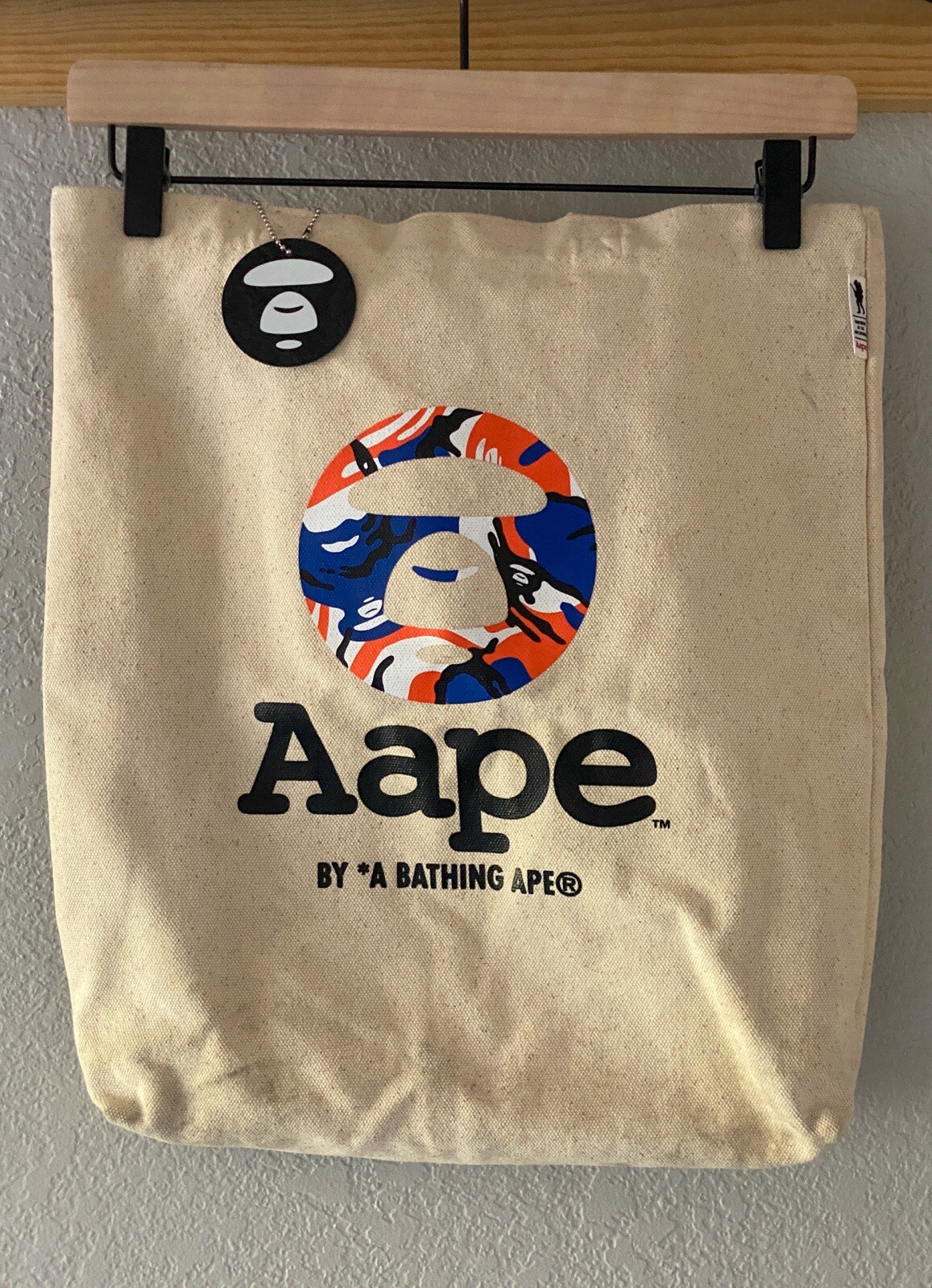 Aape A BATHING APE BAPE Canvas Tote Bag w/ Inside Pocket Gently Used, Tag & Bag
