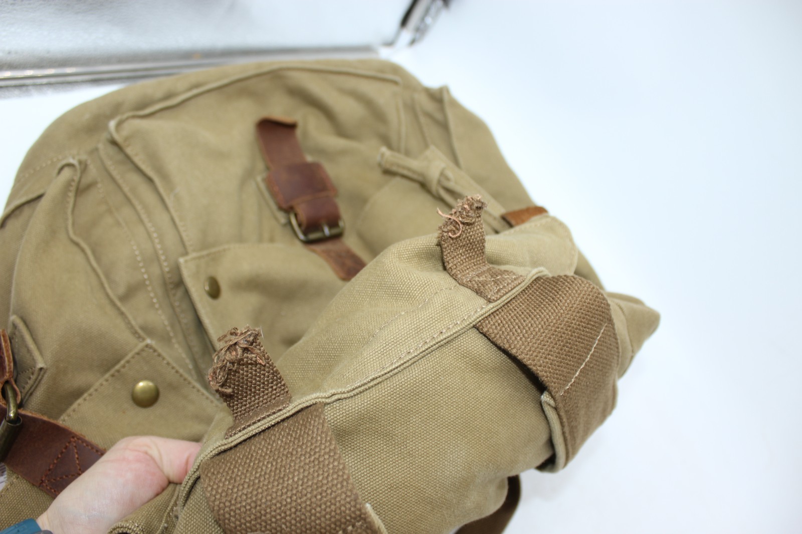 Kattee Canvas Material Leather Straps Pockets Buckle Closures Backpack Large 20″