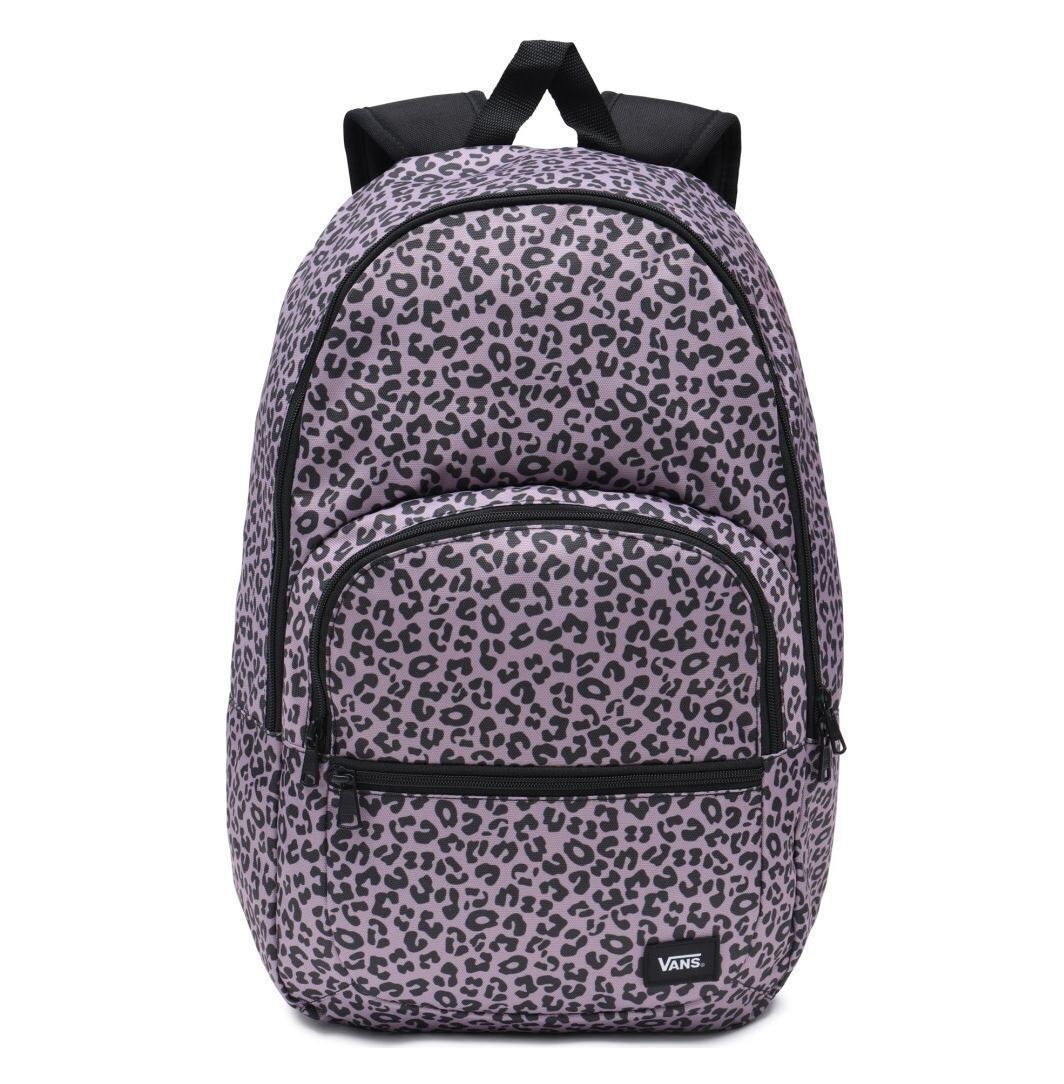 VANS Ranged 2 Prints Backpack Lilac Black Leopard Print School Laptop pocket