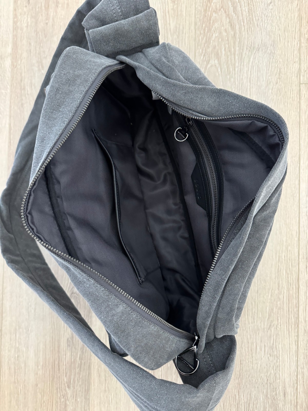 Solid Homme Washed Gray Canvas Crossbody Messenger Bag