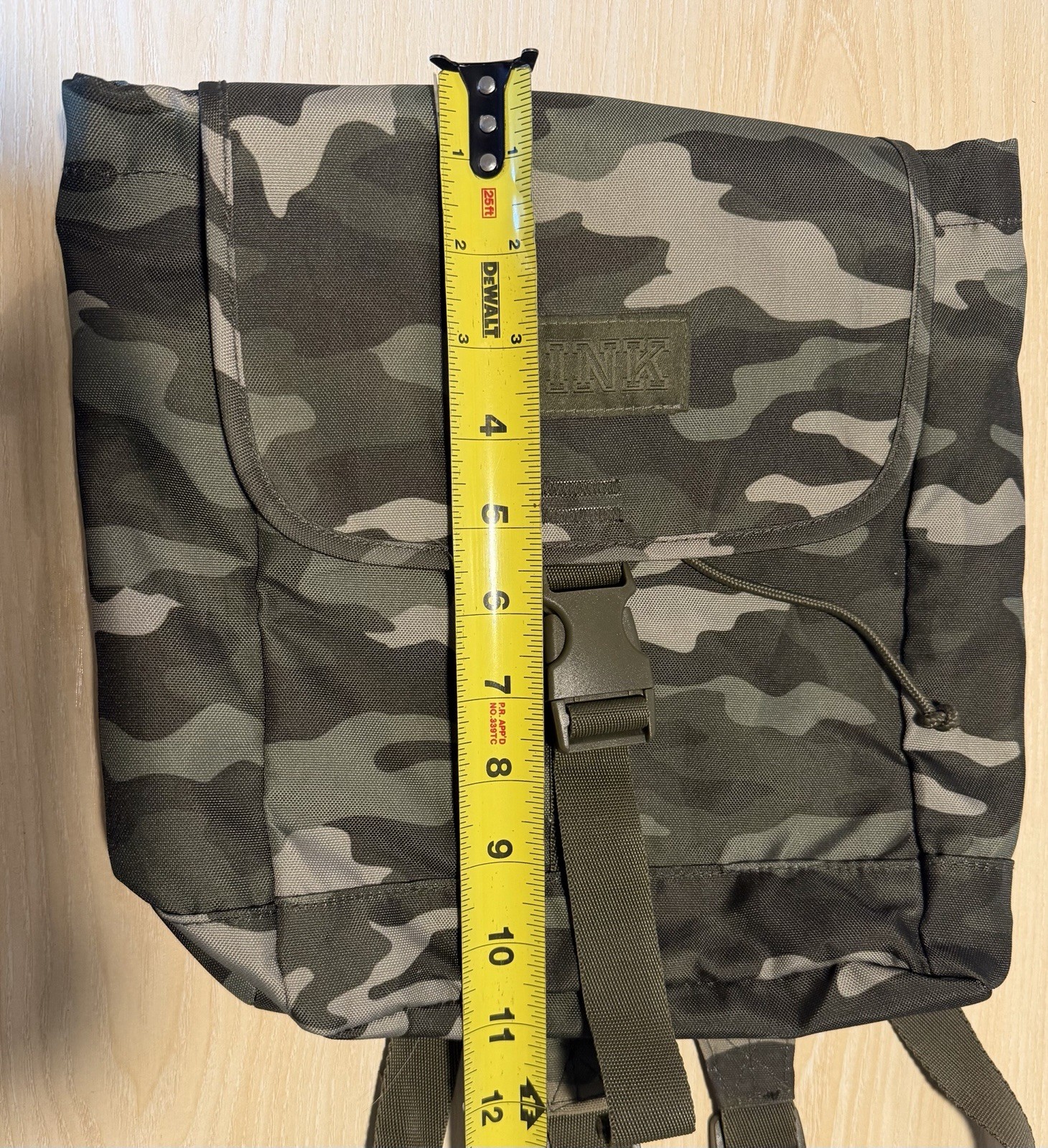 PINK Army Camouflage Backpack Green Buckle Drawstring Adjustable