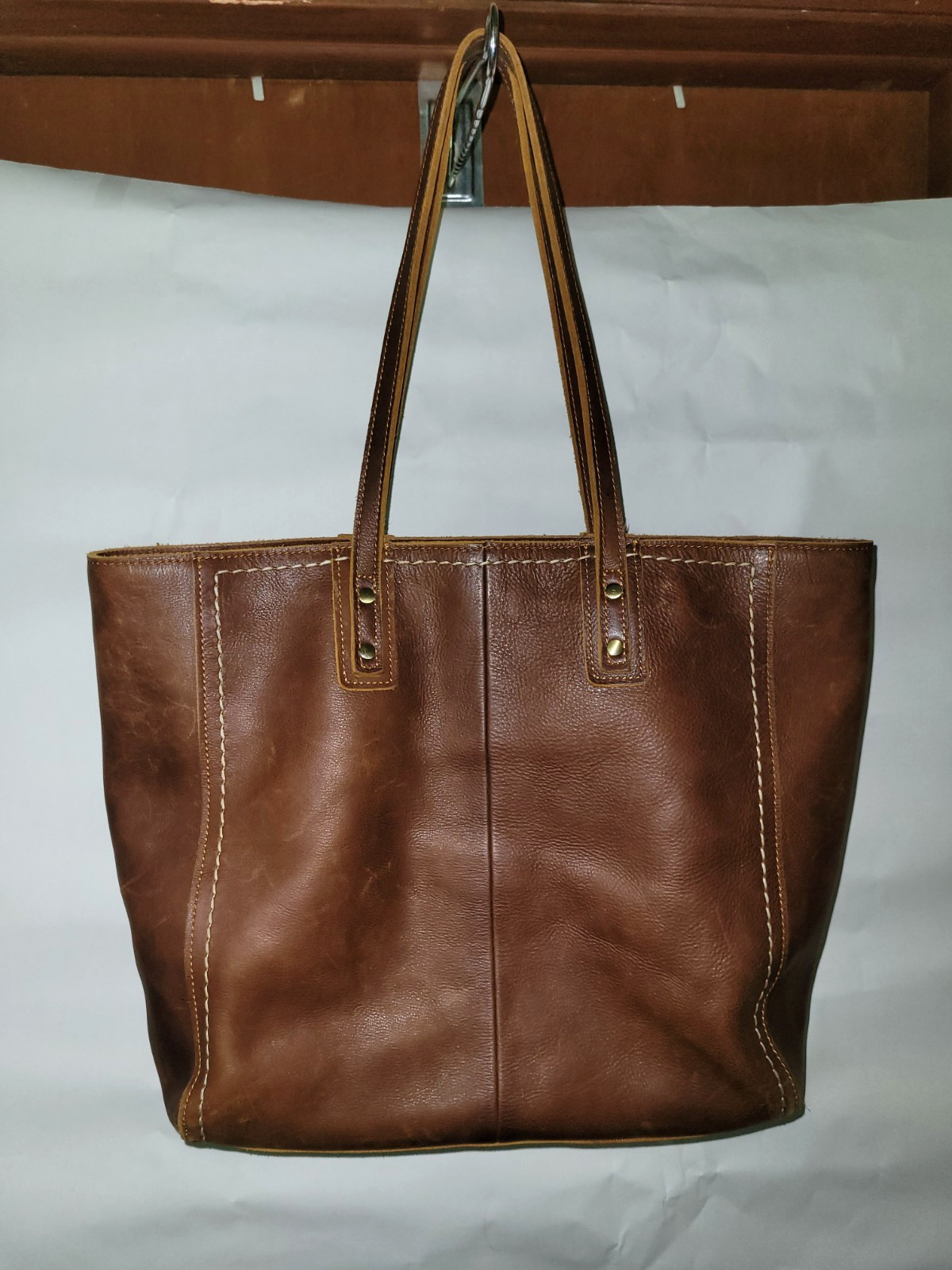 Leather Messenger Laptop Tablet Briefcase Brown Shoulder Bag Kattee