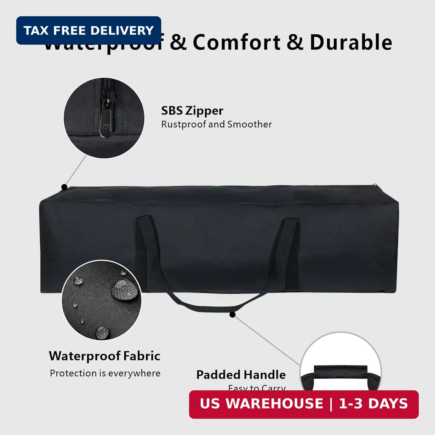 TOPDesign 1-Pack 46 Inch Extra Large Zippered Duffel Bag for Travel Camping Spor