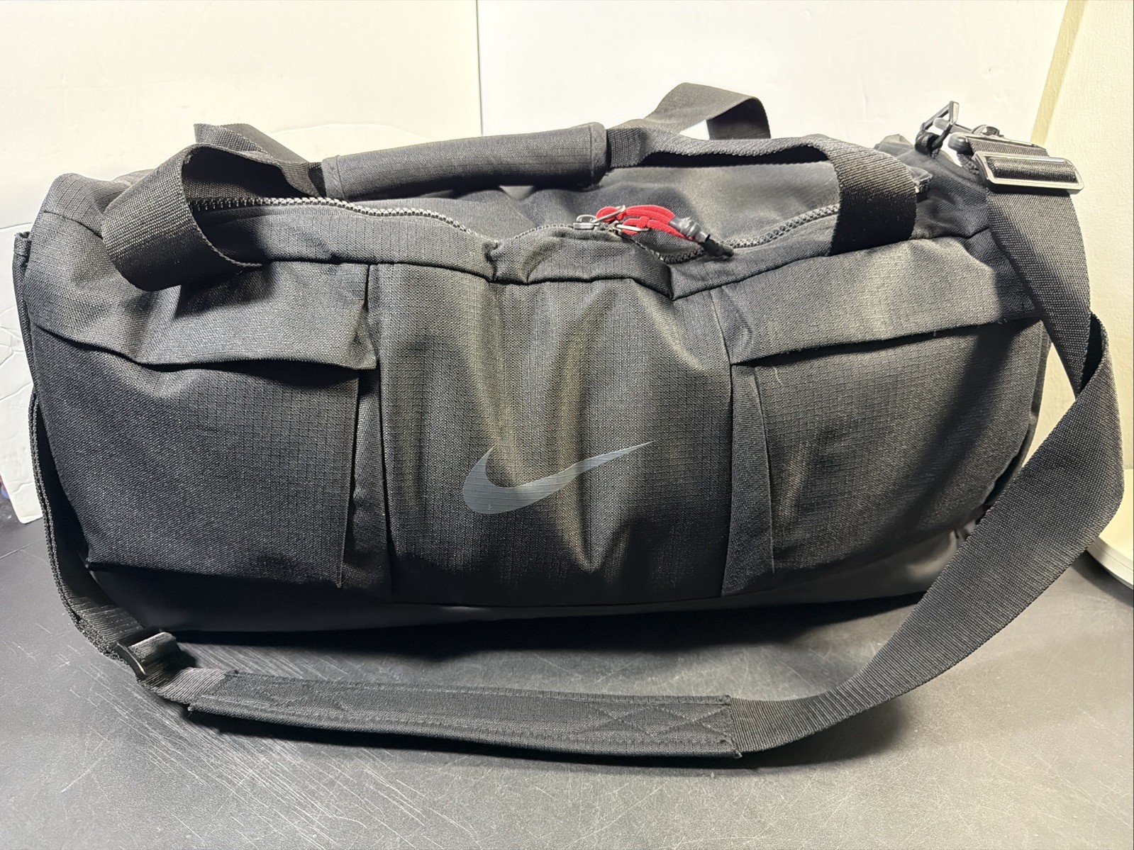 Nike Sport 54L Training/Travel Duffle Bag Black/Red w/ Shoulder Strap BA5785-010
