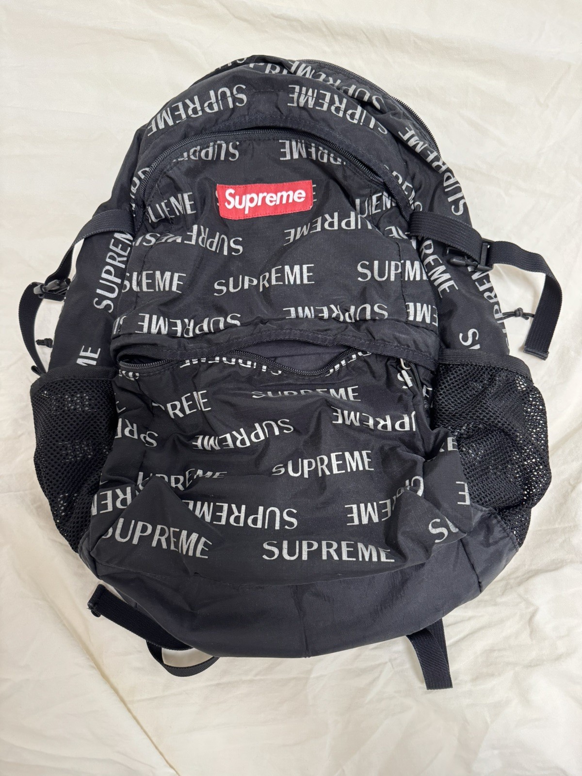 Supreme FW16 3M Reflective Logo Black Backpack