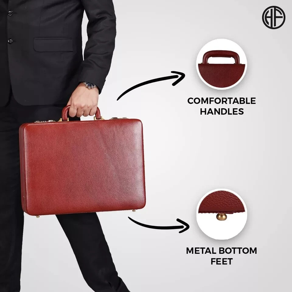 New Leather Travel Laptop Briefcase Business Suitcase with Combination Lock P1