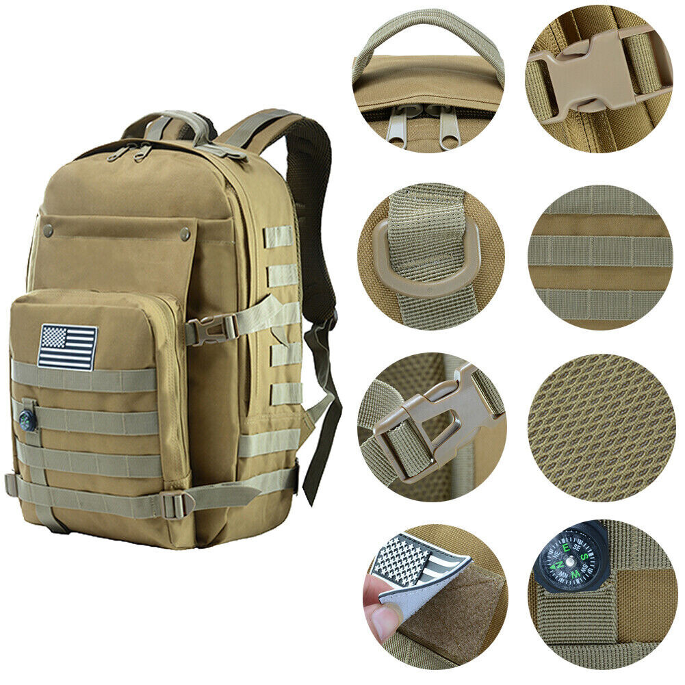 Tactical Backpack Assault Pack 41L Molle Hunting Rucksack Hiking Daypack Key Bag