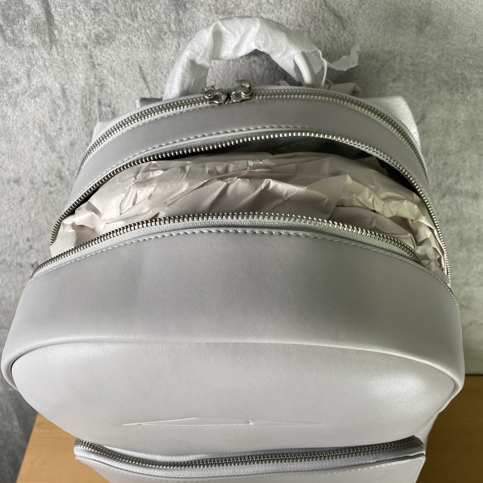 Tesla Cybertruck Elevate Backpack Grey Vegan Leather Tesla Store w/ Satin Cover