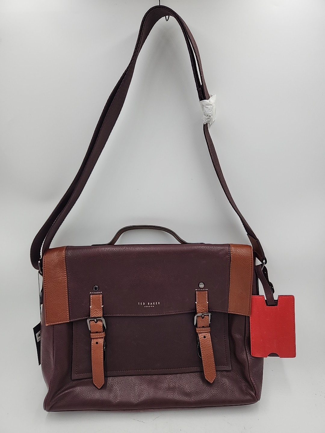 NEW Tea Baker Men’s Kantoo Tonal Leather Satchel Messenger Bag in Oxblood