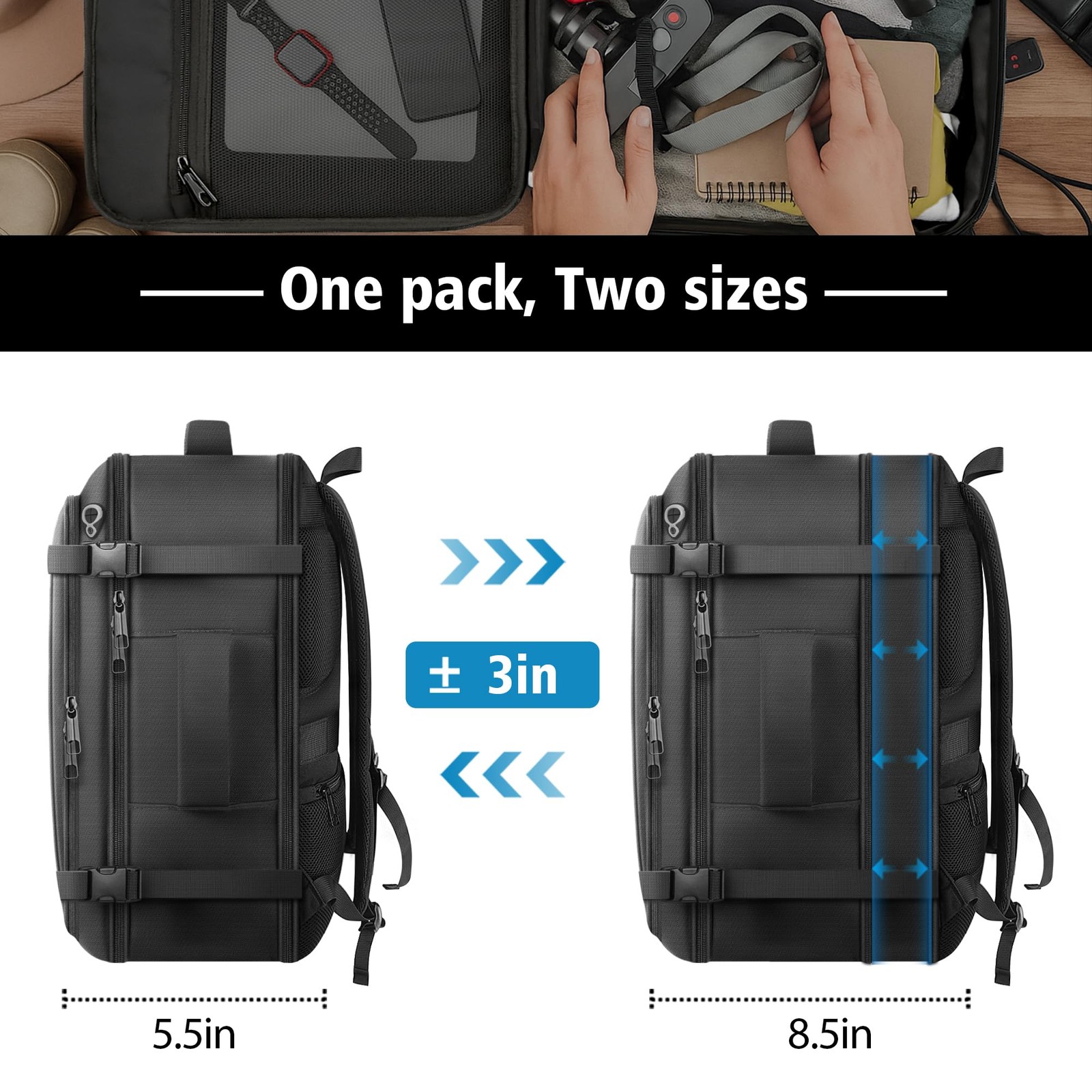 Ample Space Travel Backpack with LifetimeWarranty,Expandable Carry on Backpac…