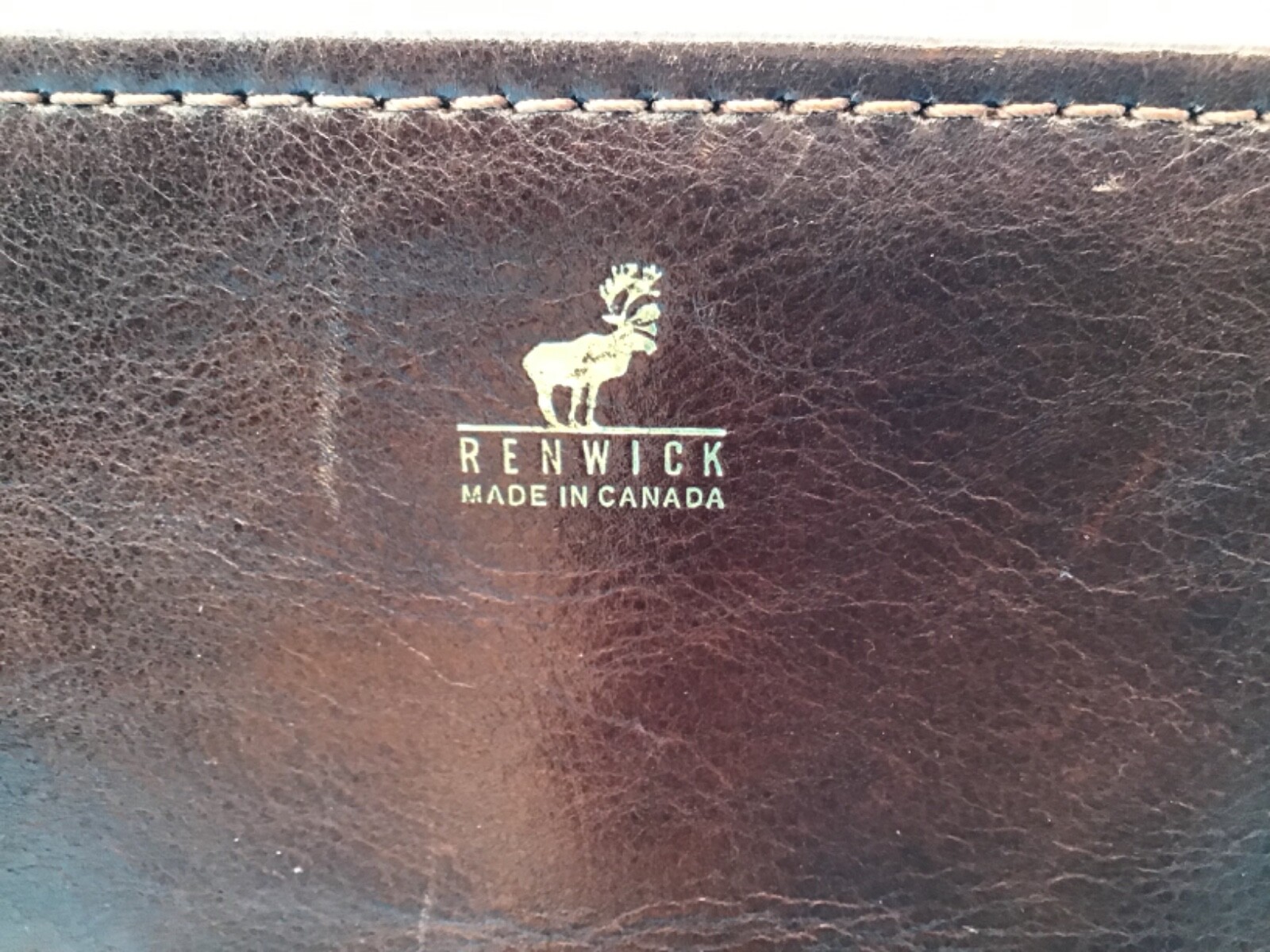 Renwick Brown/Tan Leather Briefcase Made in Canada Vintage 17 x 14 Inches