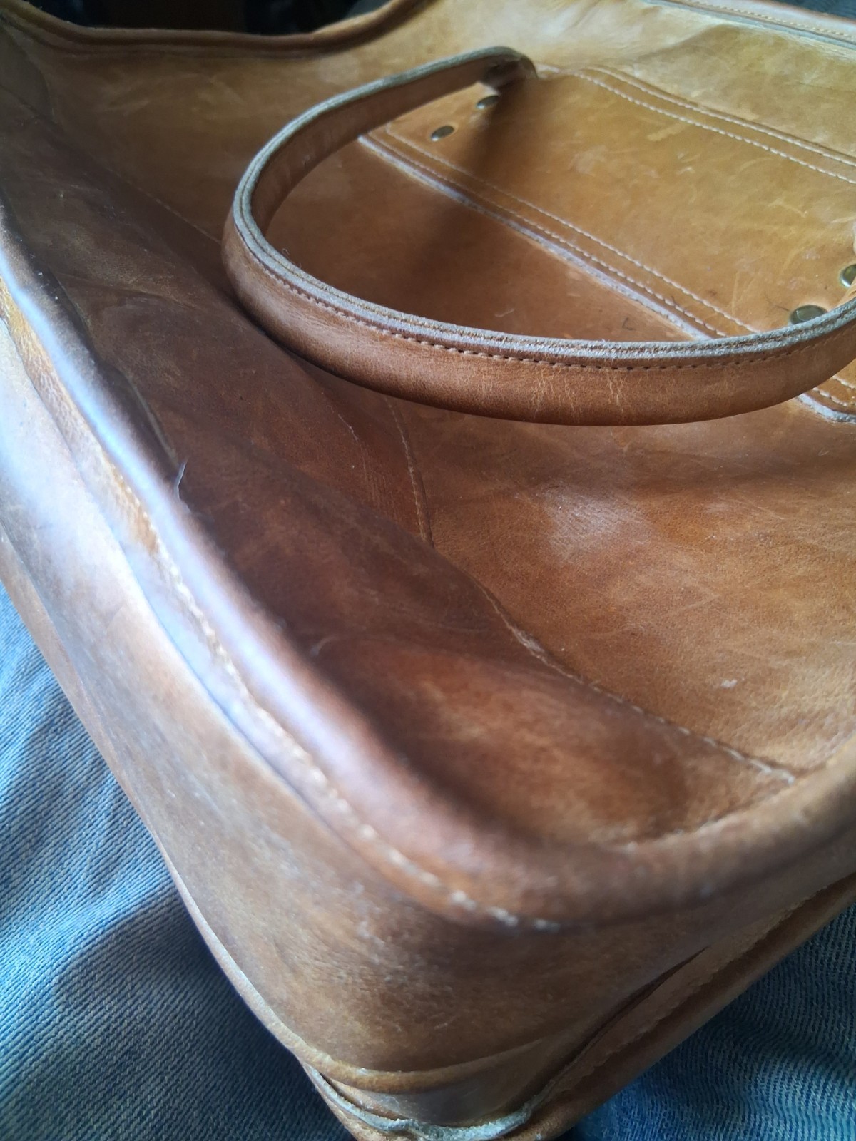 Orvis Briefcase Satchel Bag Brown Leather Vintage Gokey Style