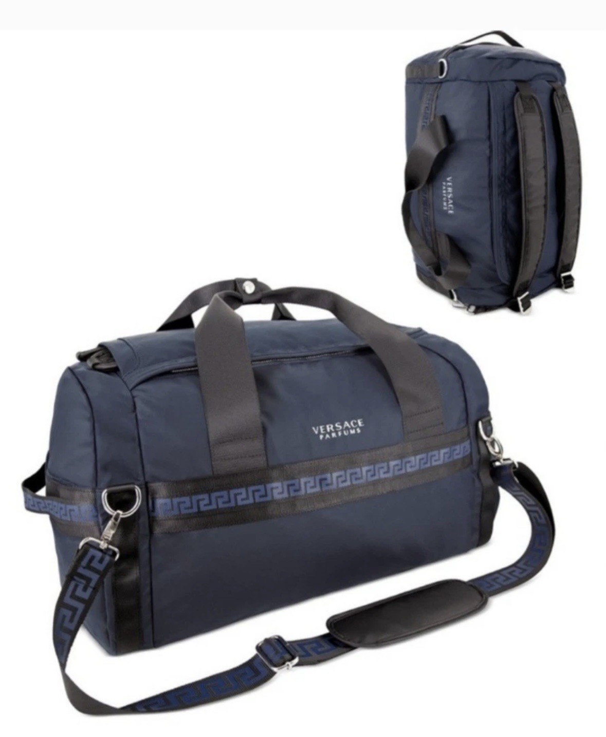 VERSACE Parfum Travel Duffel Bag for Men – Large Black/Navy Blue