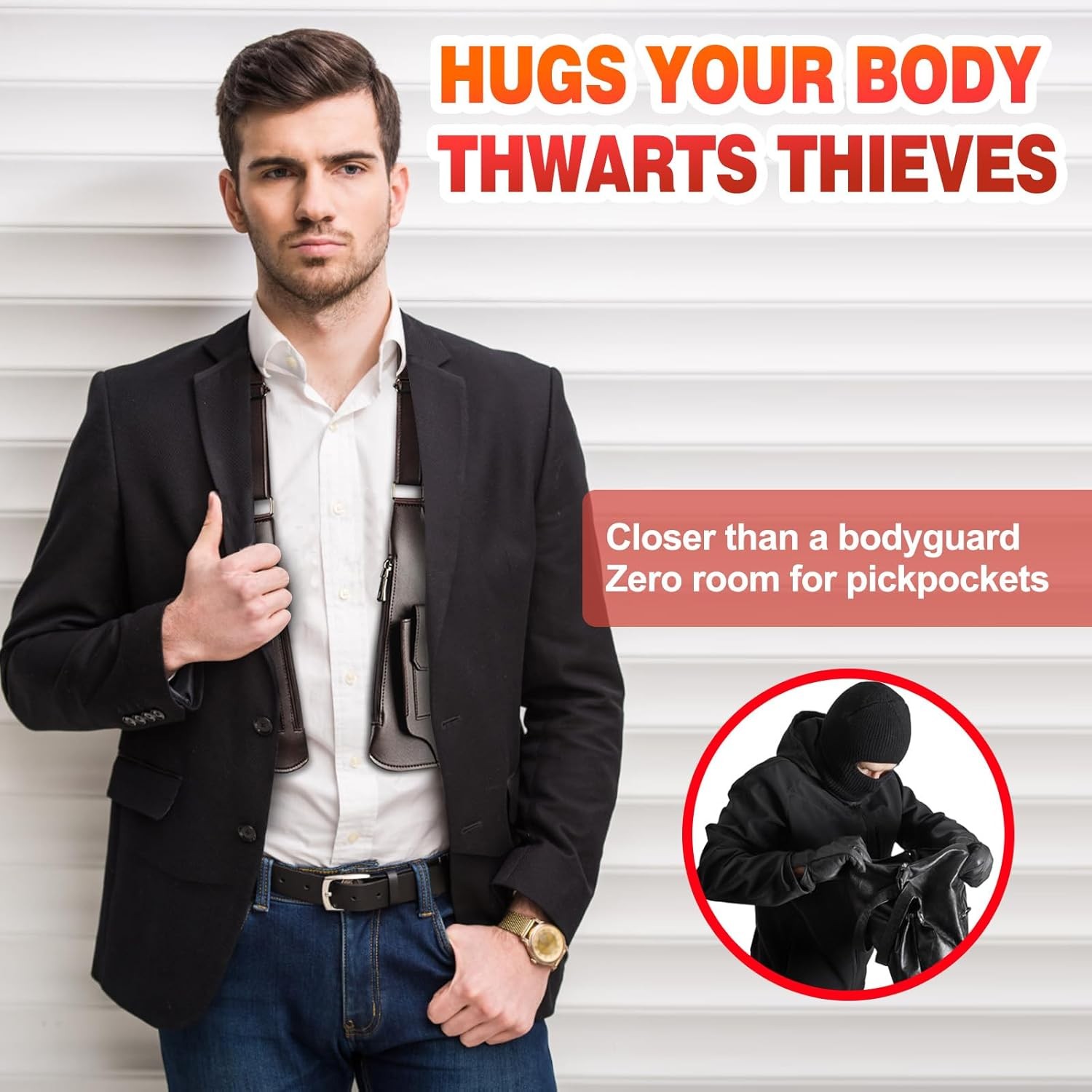 Adjustable Anti-Theft Underarm Shoulder Bag PU Leather Wallet Holster Bag
