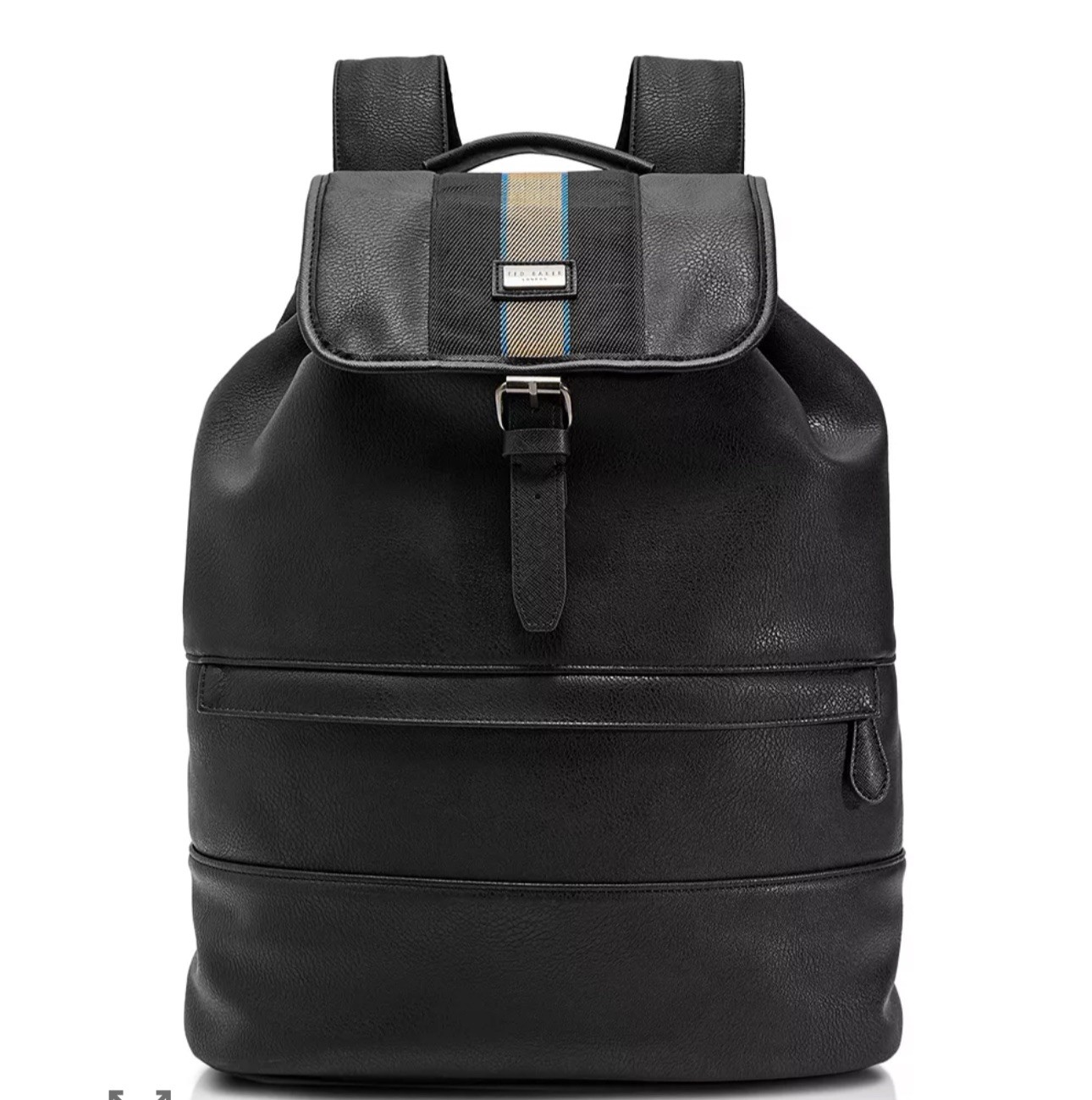 Ted Baker London Webbing Backpack Faux Grain Leather Black Textured Laptop Bag
