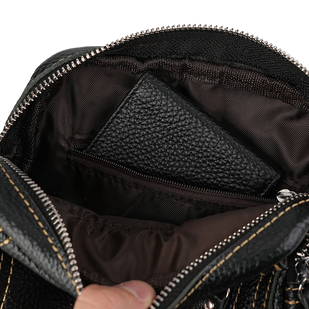Genuine Leather Men’s Crossbody Bags Purse Business Small Waist Bag Shoulder Bag