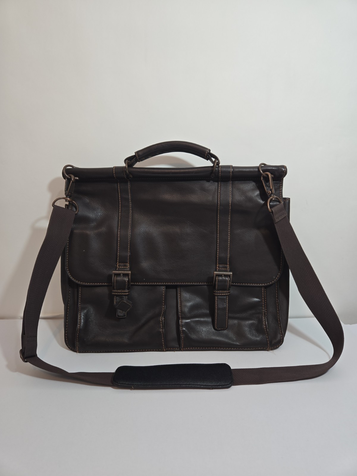 Wilson Leather Brown Laptop Carrying Case Computer Bag Briefcase Messenger Bag
