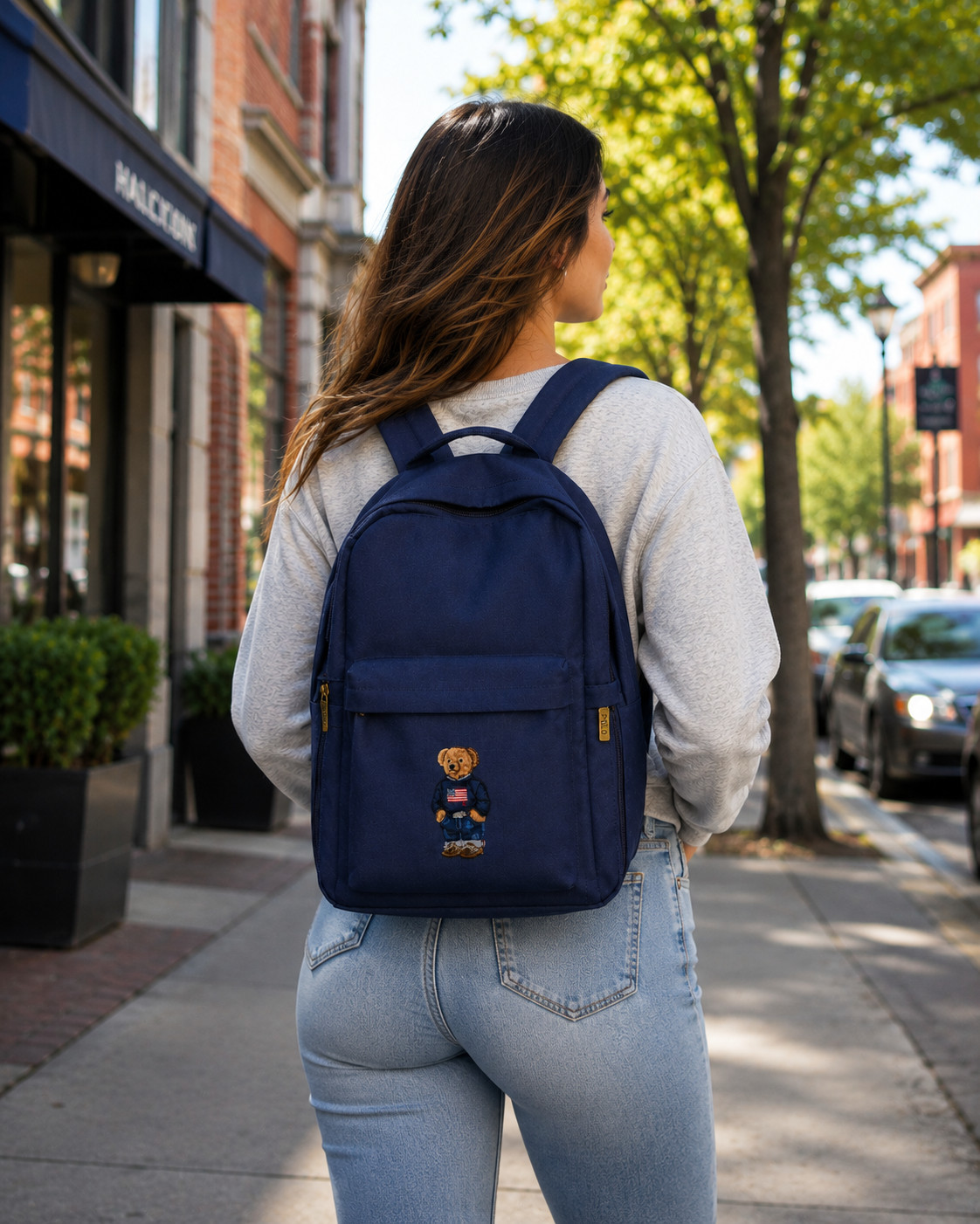 Polo Ralph Lauren Bear Backpack Navy Blue Laptop School Travel Book Bag Gift New