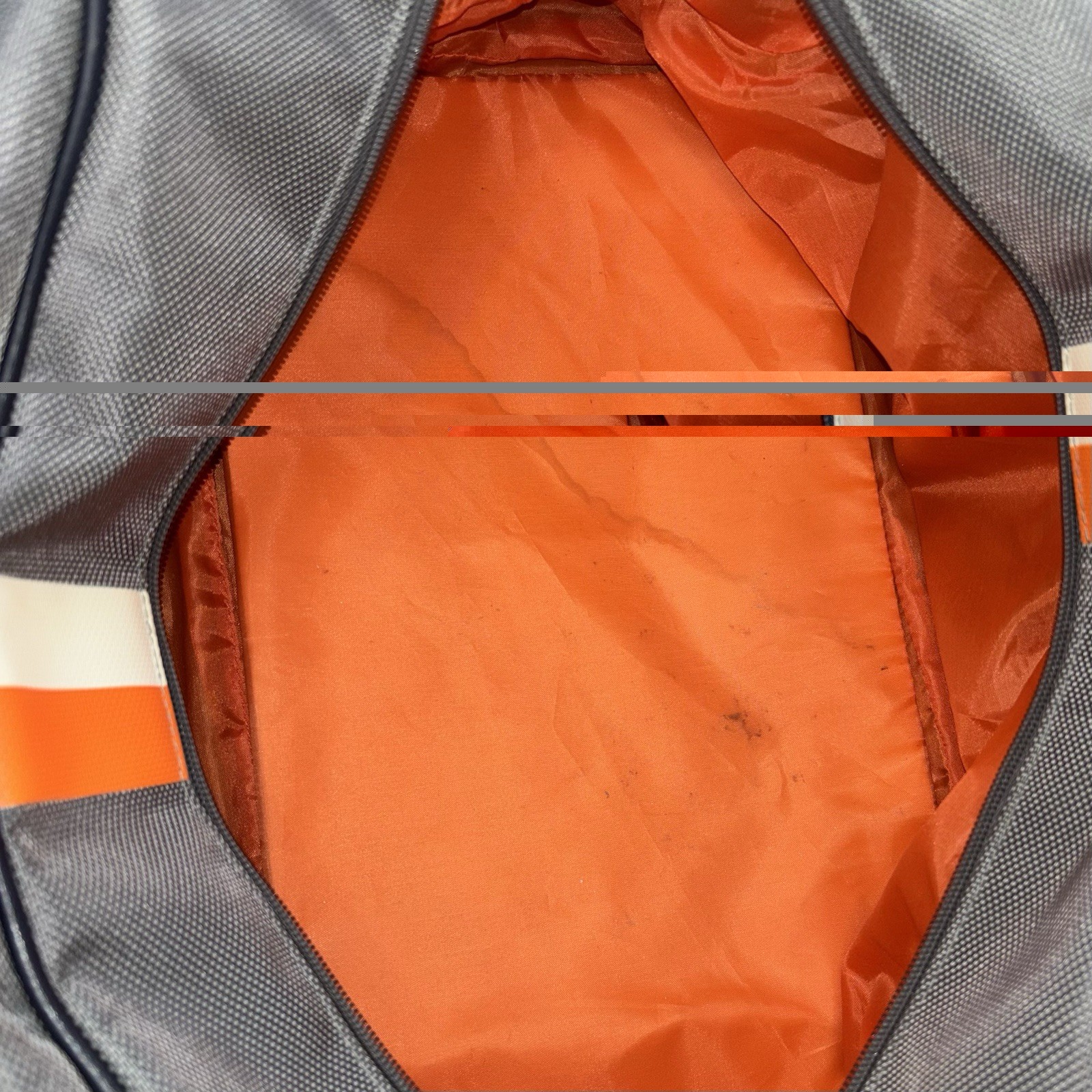 Grey Canvas Weekender Duffle Bag Retro Racing Stripe Travel Overnight Carry On