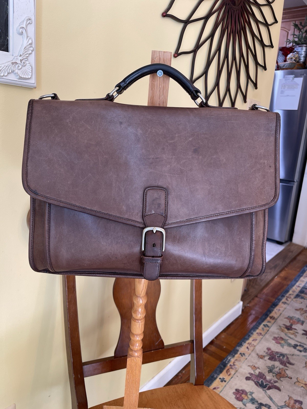 Coach VTG Men’s Brown Briefcase Massager Buckle Zip Handle, Strap Pockets 5815