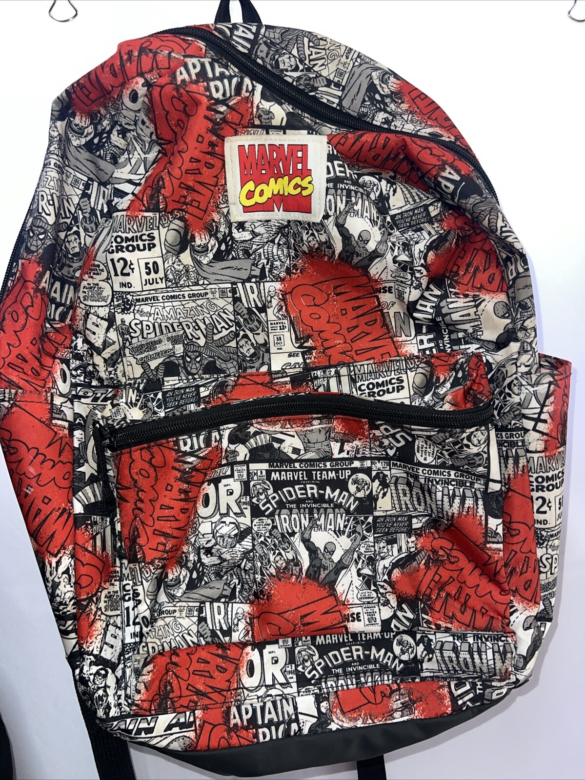 MARVEL COMIC BOOK BLACK & WHITE COVERS BACKPACK Spider-Man, Iron Man, Thor