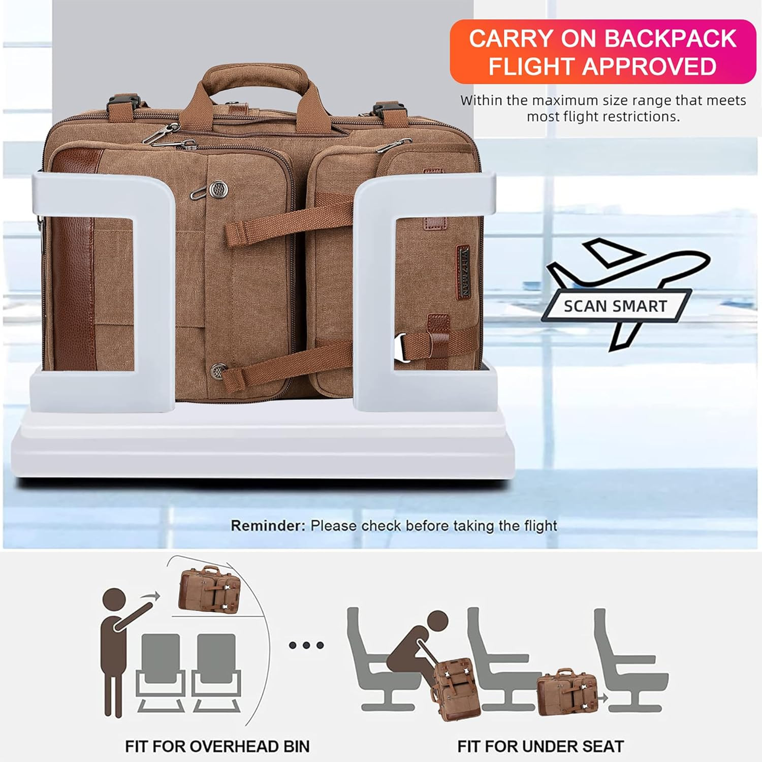 Canvas Travel Backpack for Men Large Laptop Backpack Fit 16 Inch Carry-On Airlin
