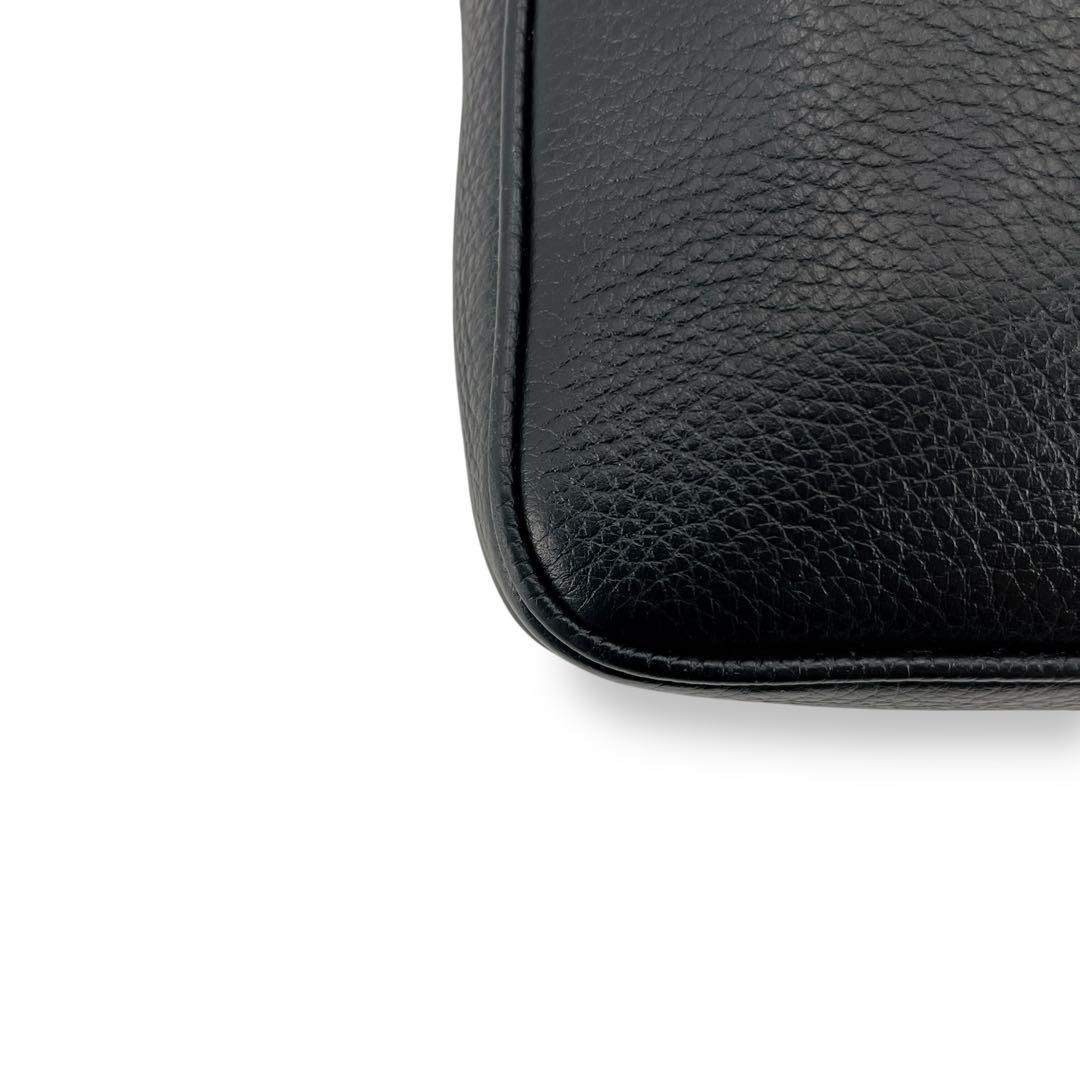 Versace Leather Shoulder Bag Black Crossbody Adjustable Strap 108.5cm W17cm