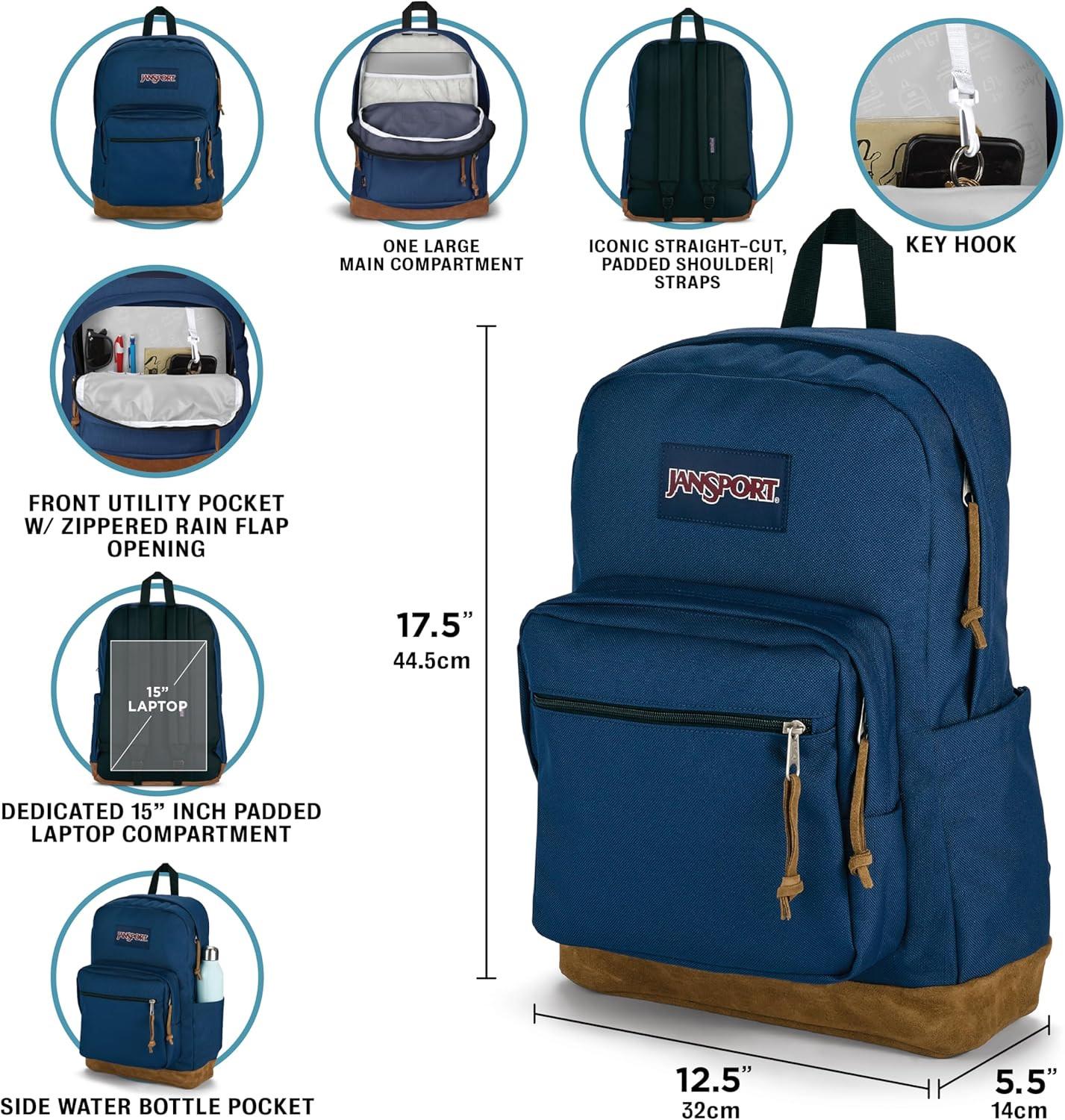 Stylish Red Right Pack Backpack with Padded Laptop Sleeve & Water Bottle Pocket