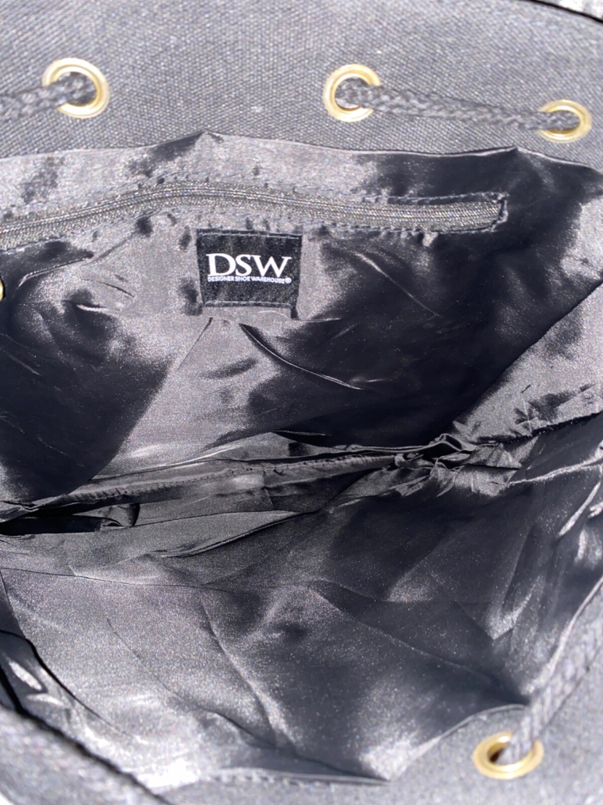 DSW BLACK CANVAS BACKPACK  NEW DRAWSTRING& MAGNETIC SNAP FRONT POCKETS WASHABLE 