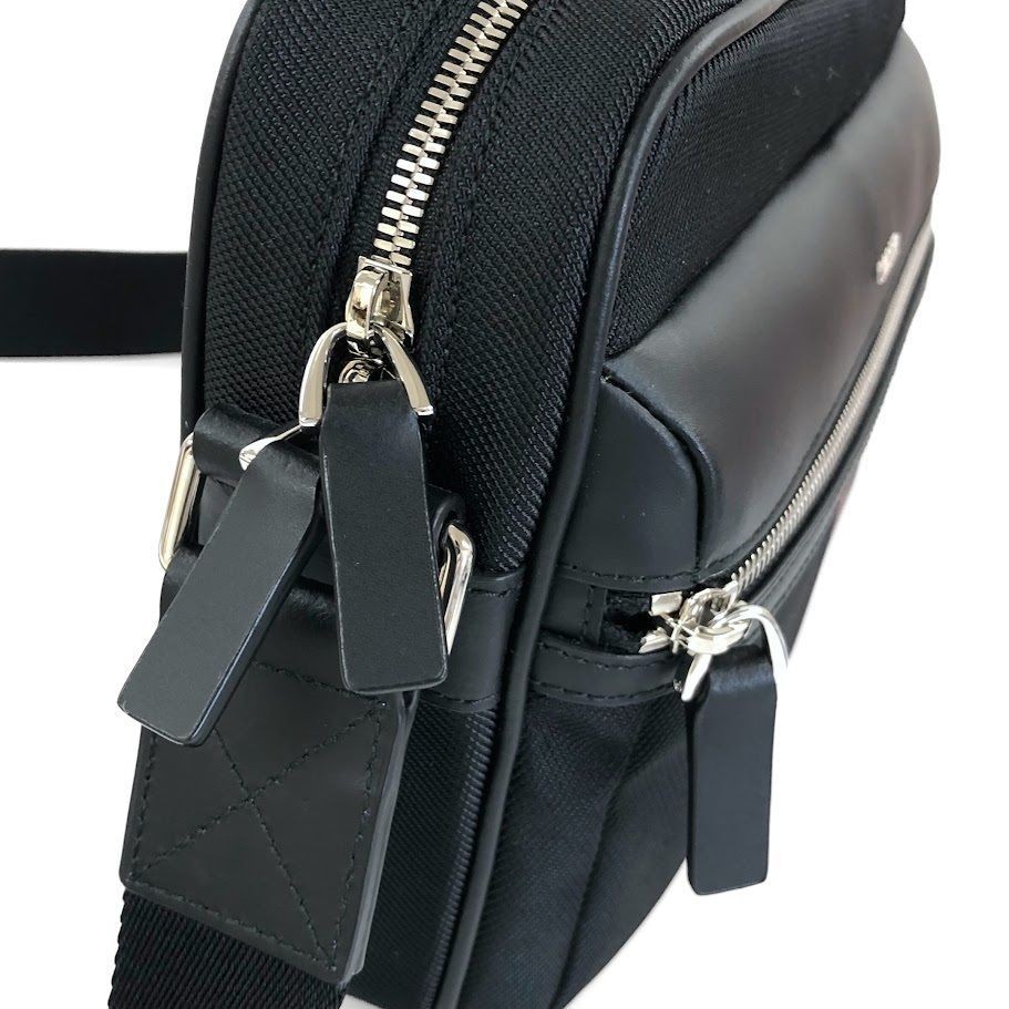 BALLY Authentic shoulder bag in nylon and leather black 18.5×26cm w/dustbag